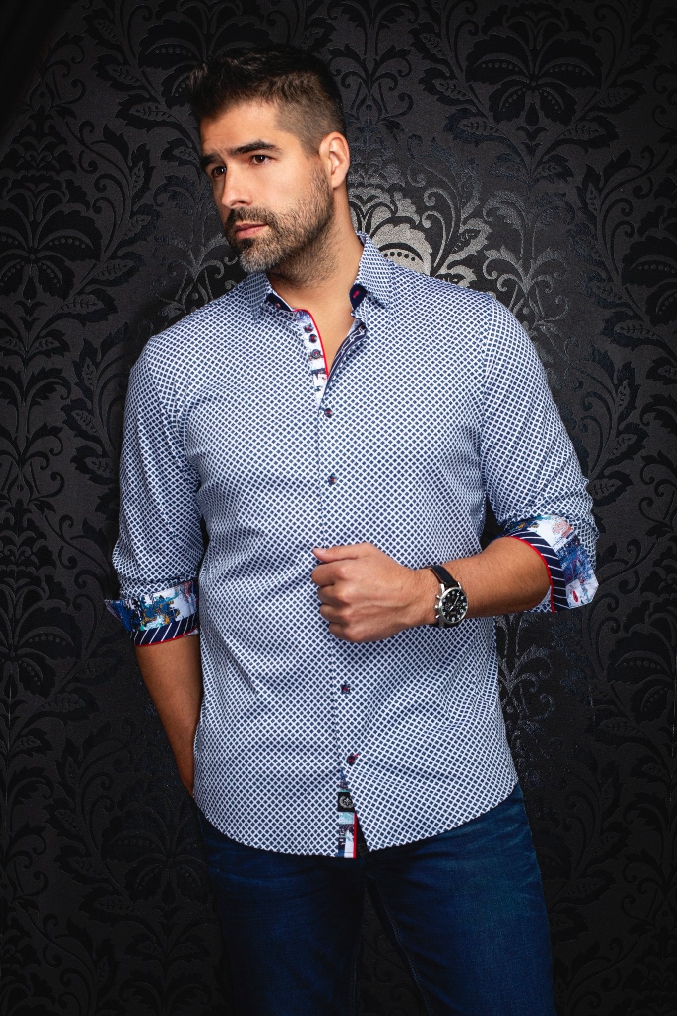 CHEMISE | FIERO, White Navy - AU NOIR