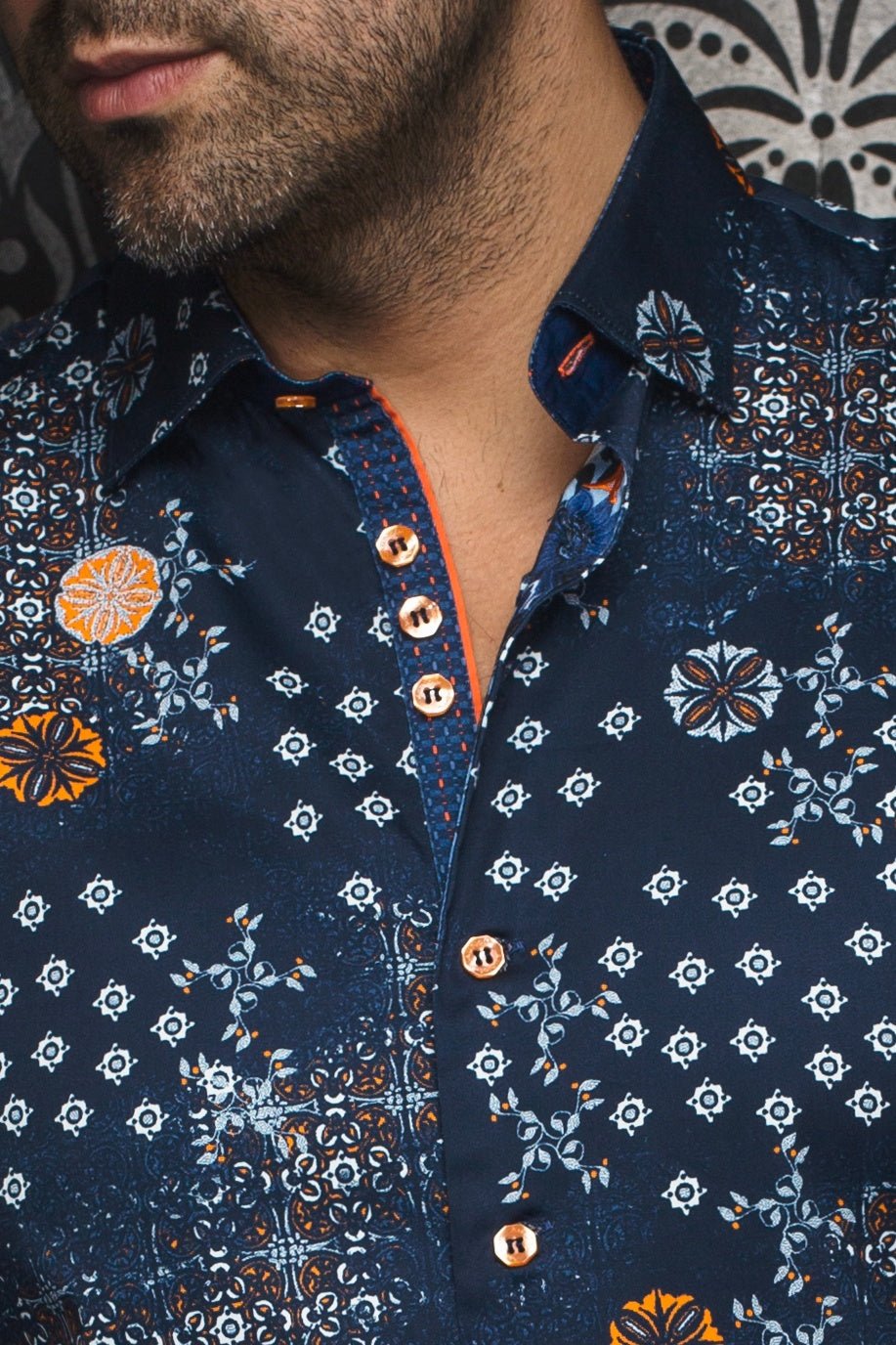 CHEMISE | FlORIANI, Navy Orange - AU NOIR