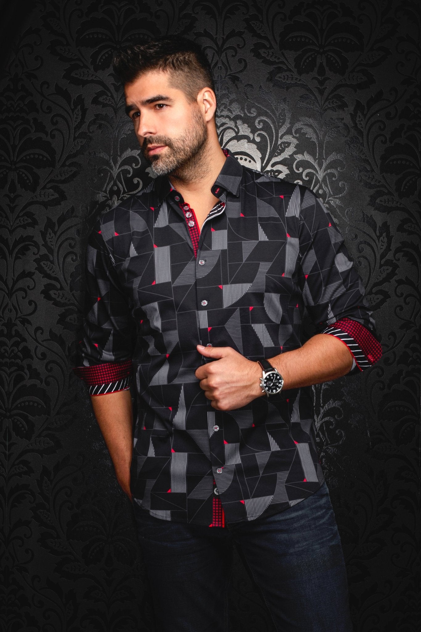 CHEMISE | FRANK, Black Red - AU NOIR