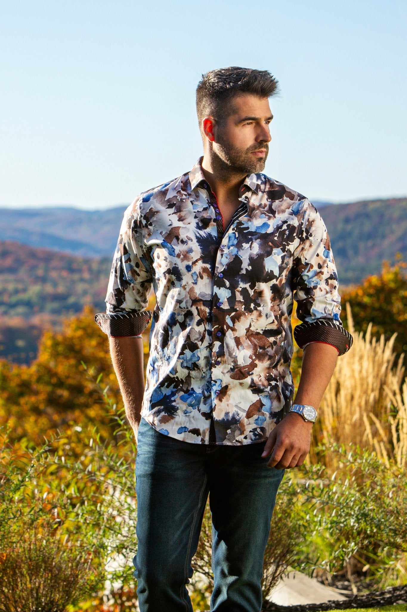CHEMISE | MAGNUS, Blue Brown - AU NOIR