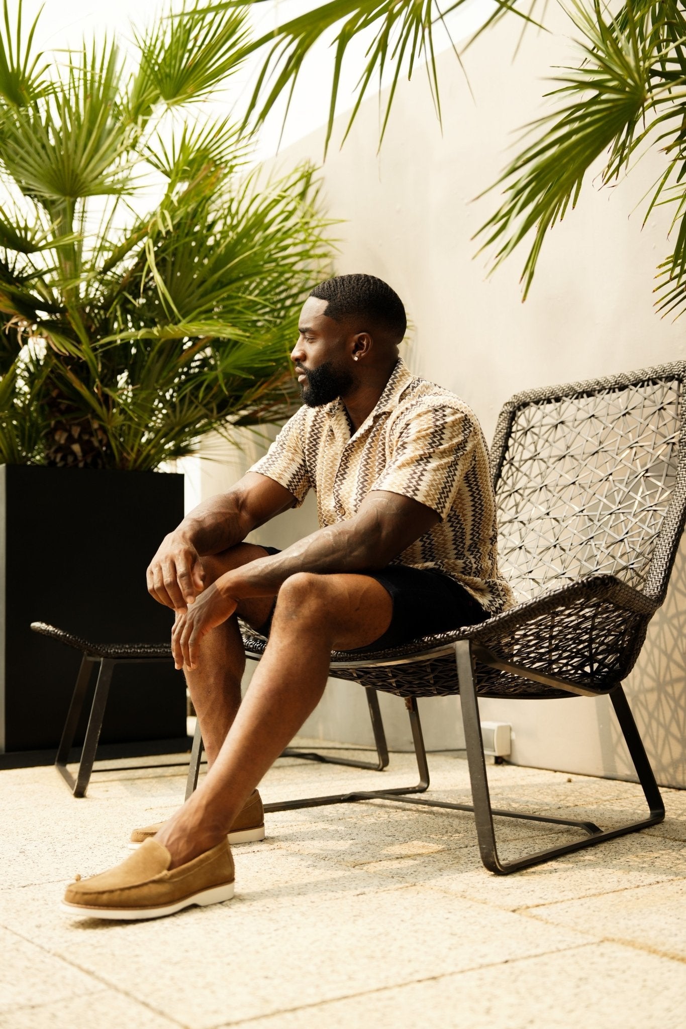 CHEMISE MANCHES COURTES COL OUVERT | RAJ - T, Brown Grey - AU NOIR