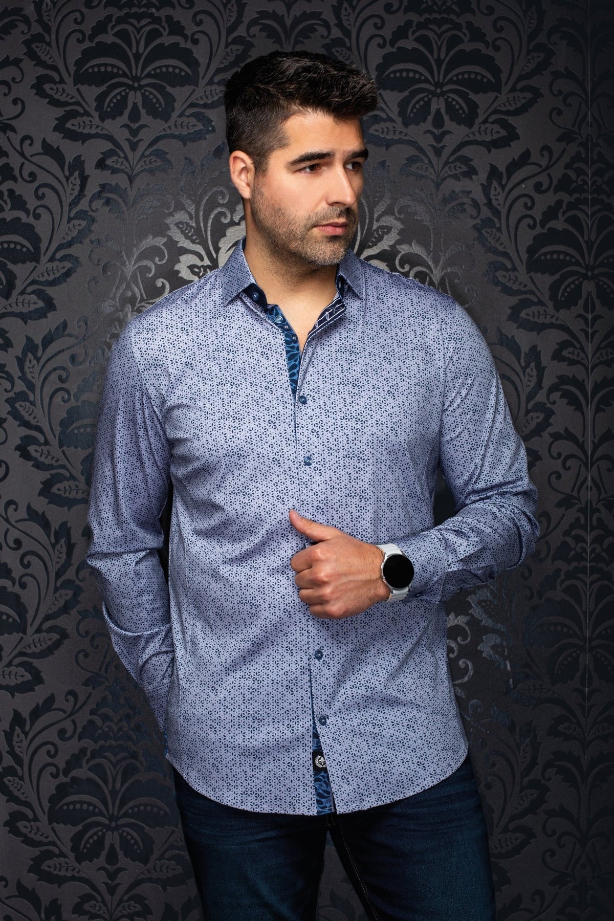 CHEMISE | NOVA, Grey Navy - AU NOIR