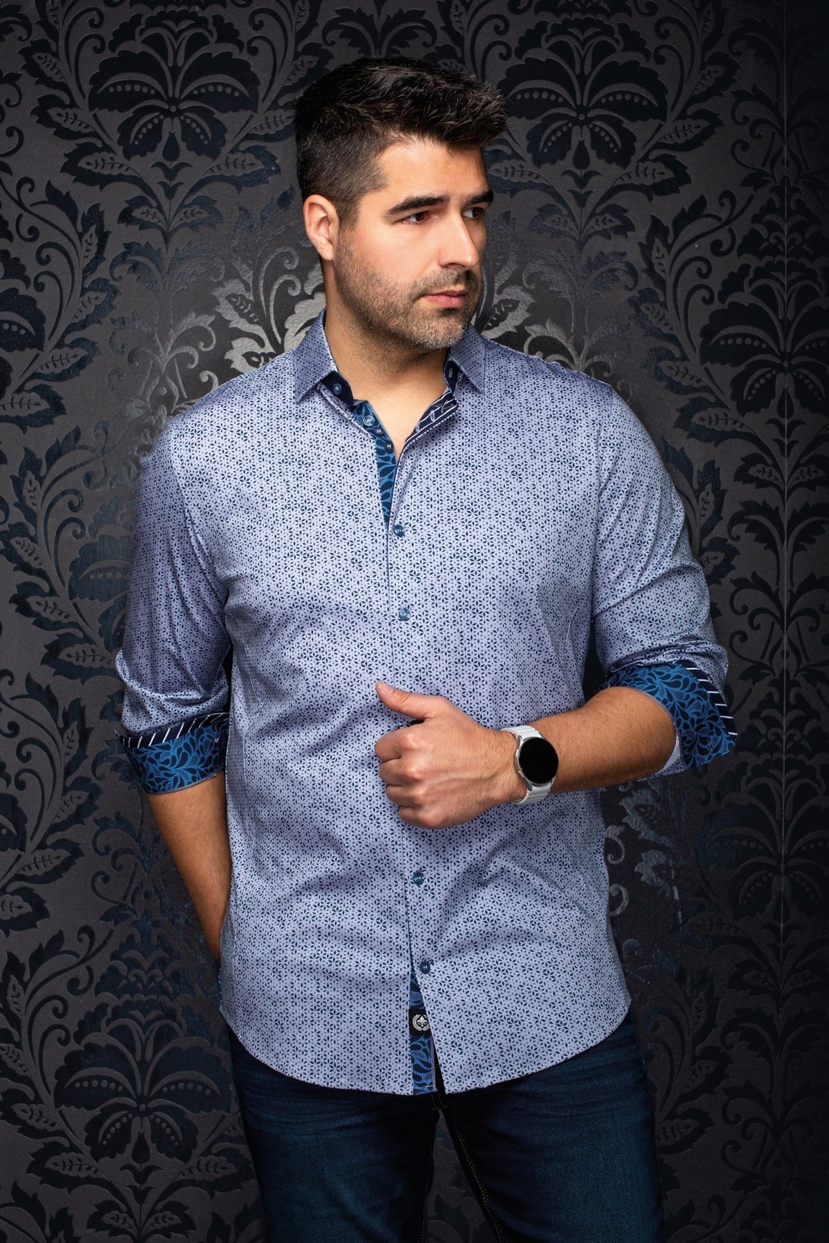 CHEMISE | NOVA, Grey Navy - AU NOIR