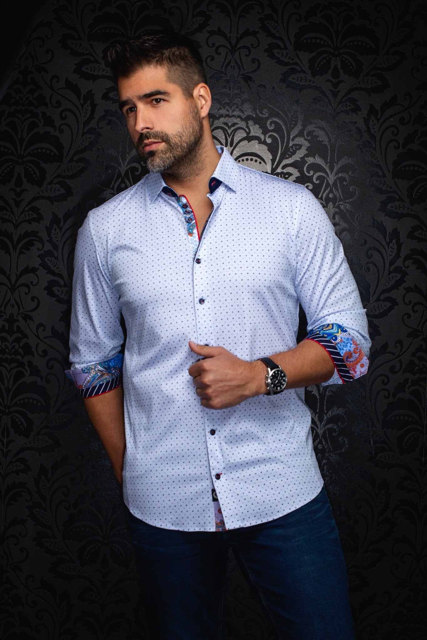 CHEMISE | OPTIMUS, White Blue - AU NOIR
