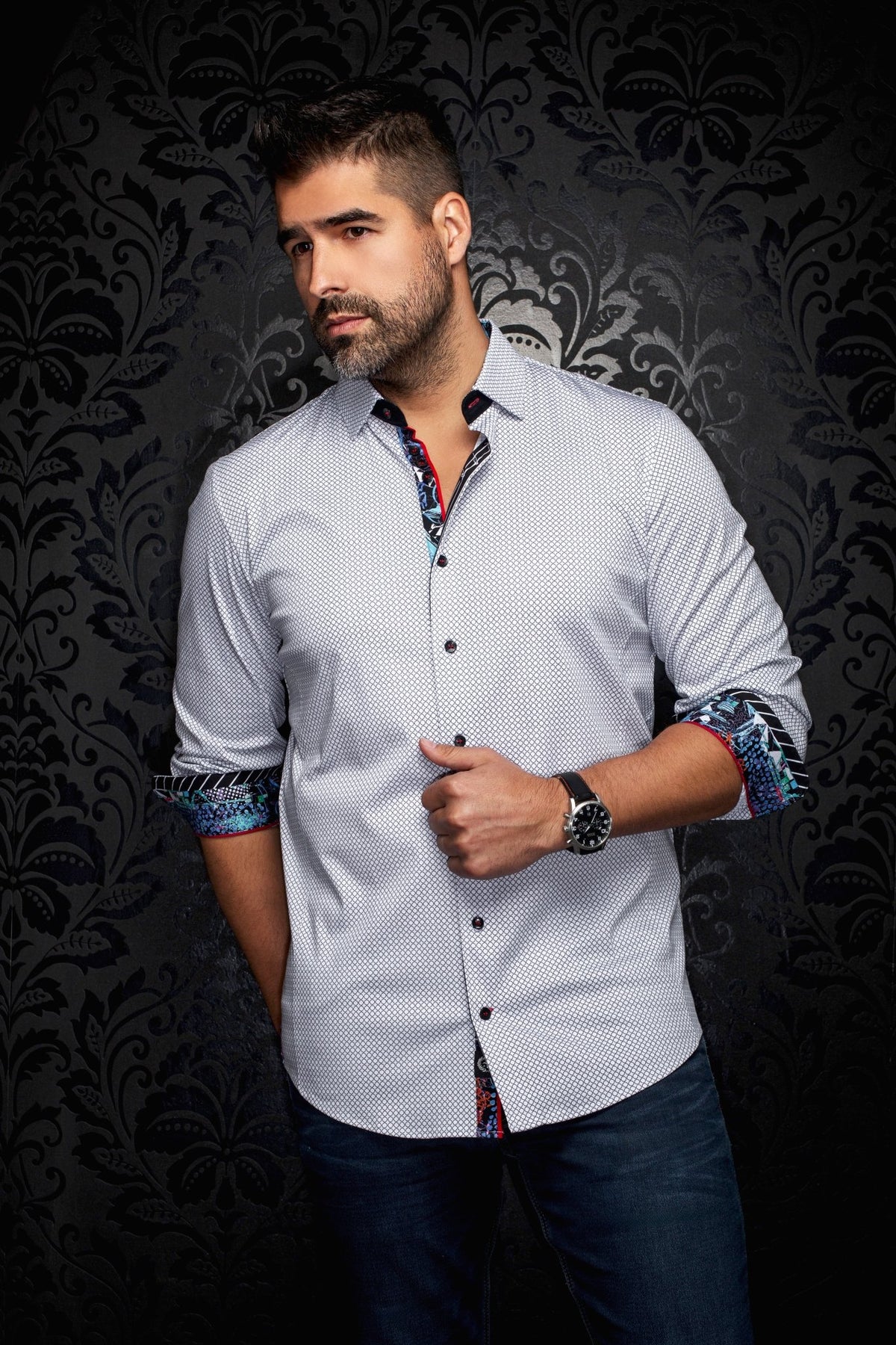Shirt  SUNDANCE, White Black - AU NOIR