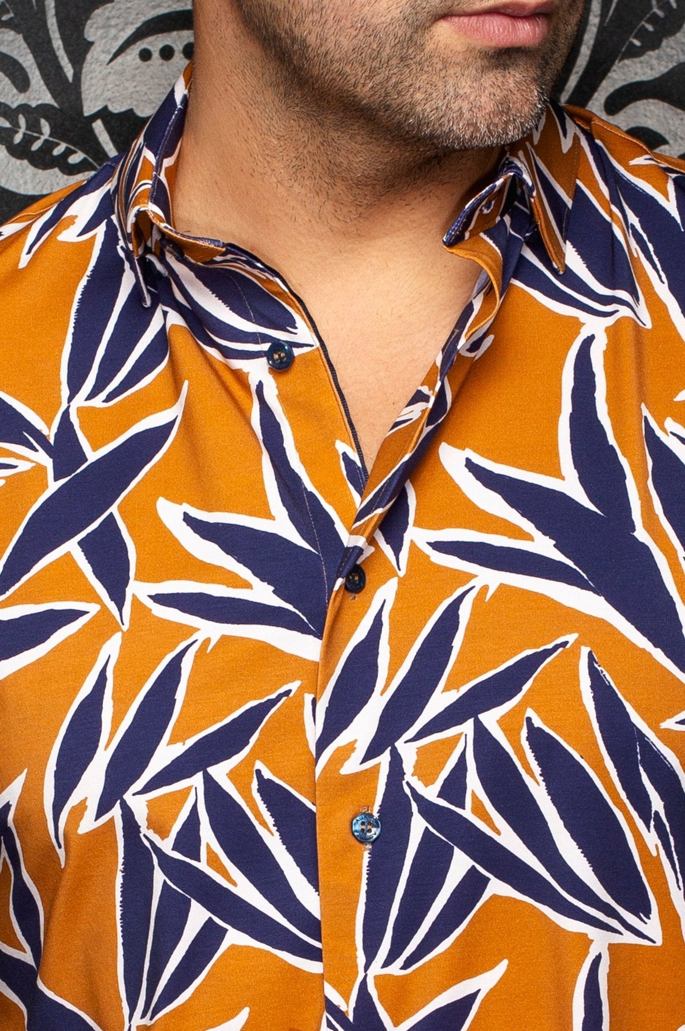 CHEMISE | TYLER, Tobacco Navy - AU NOIR