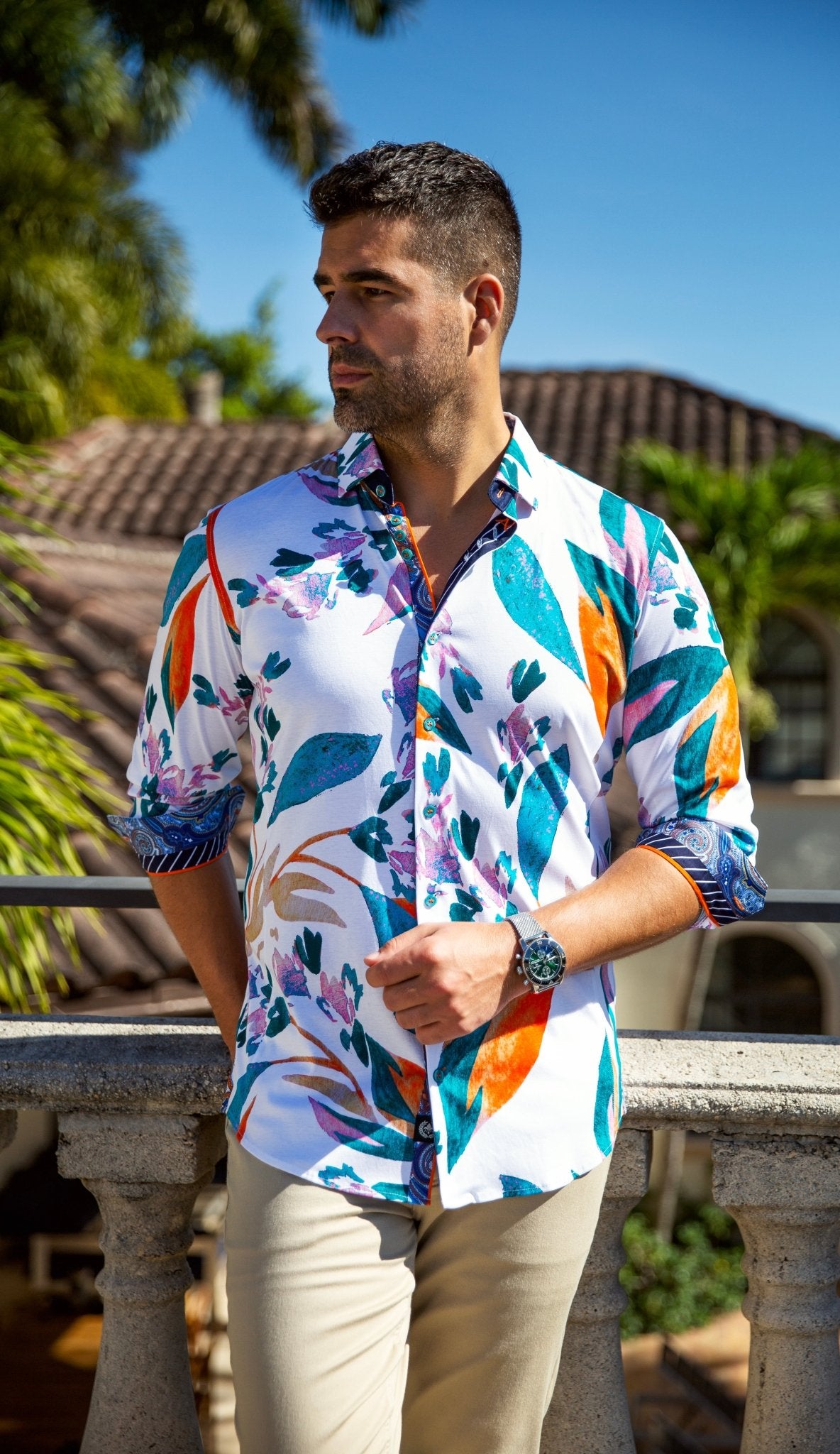 Shirt  VINEHAVEN, White Teal - AU NOIR
