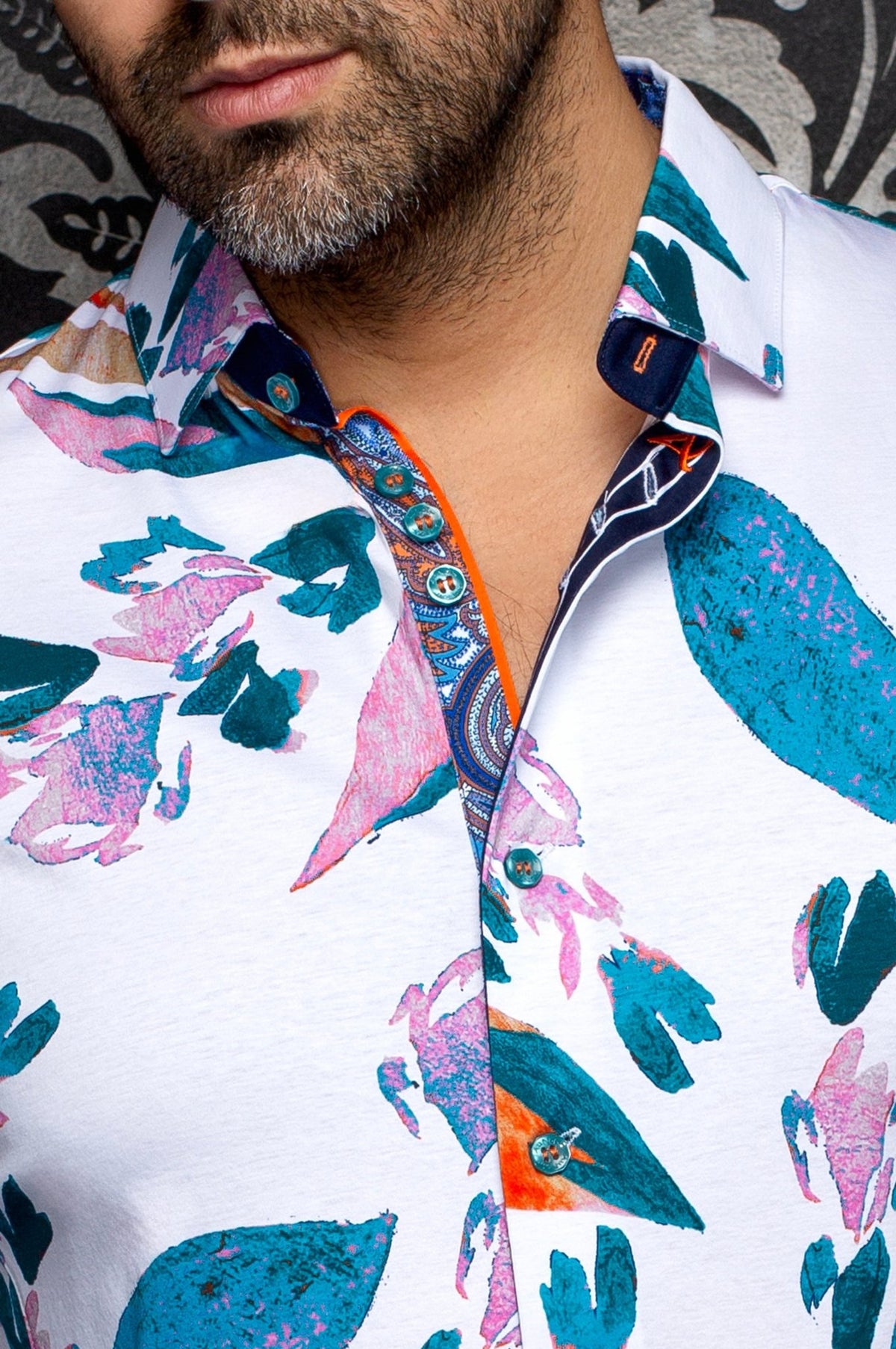 Shirt  VINEHAVEN, White Teal - AU NOIR