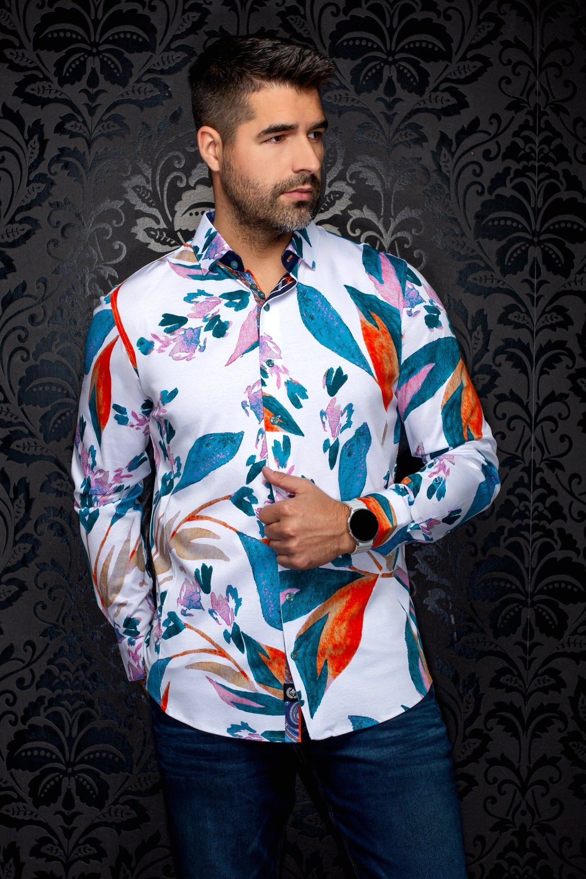 Shirt  VINEHAVEN, White Teal - AU NOIR