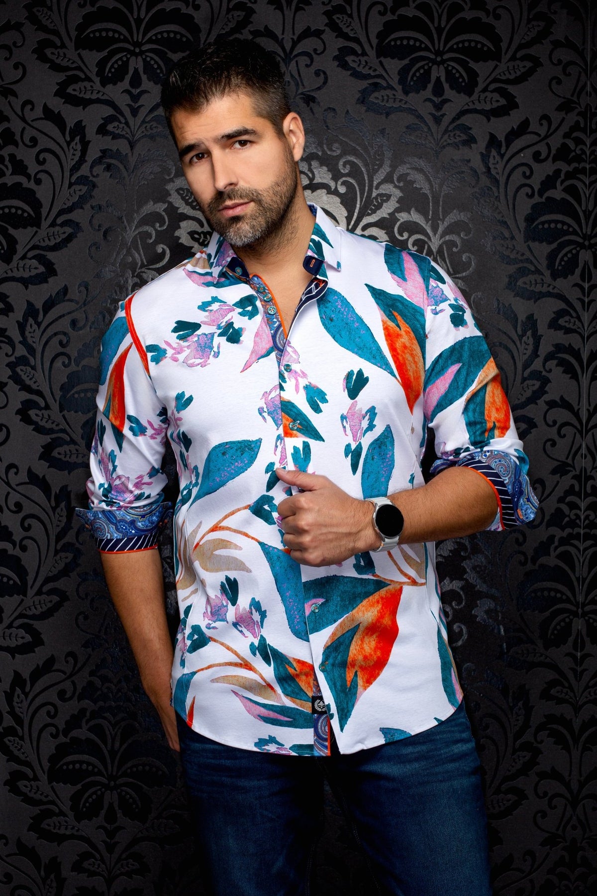 Shirt  VINEHAVEN, White Teal - AU NOIR