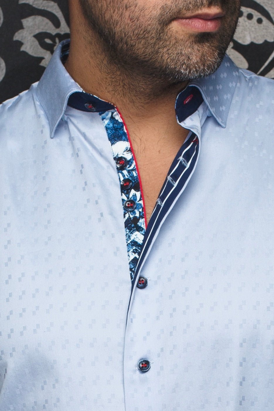 CHEMISE | WOLVERIN JACQUARD, Light Blue - AU NOIR