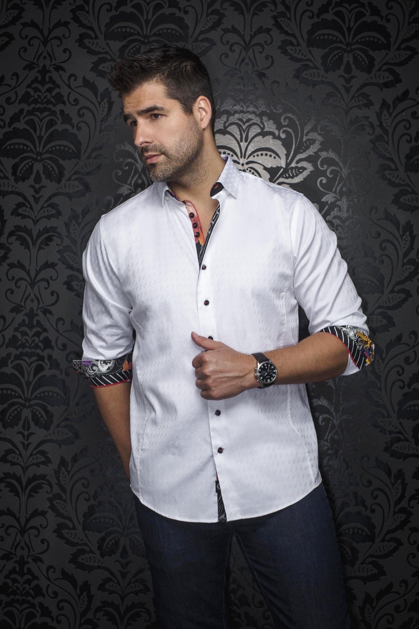 CHEMISE | WOLVERIN JACQUARD, White - AU NOIR