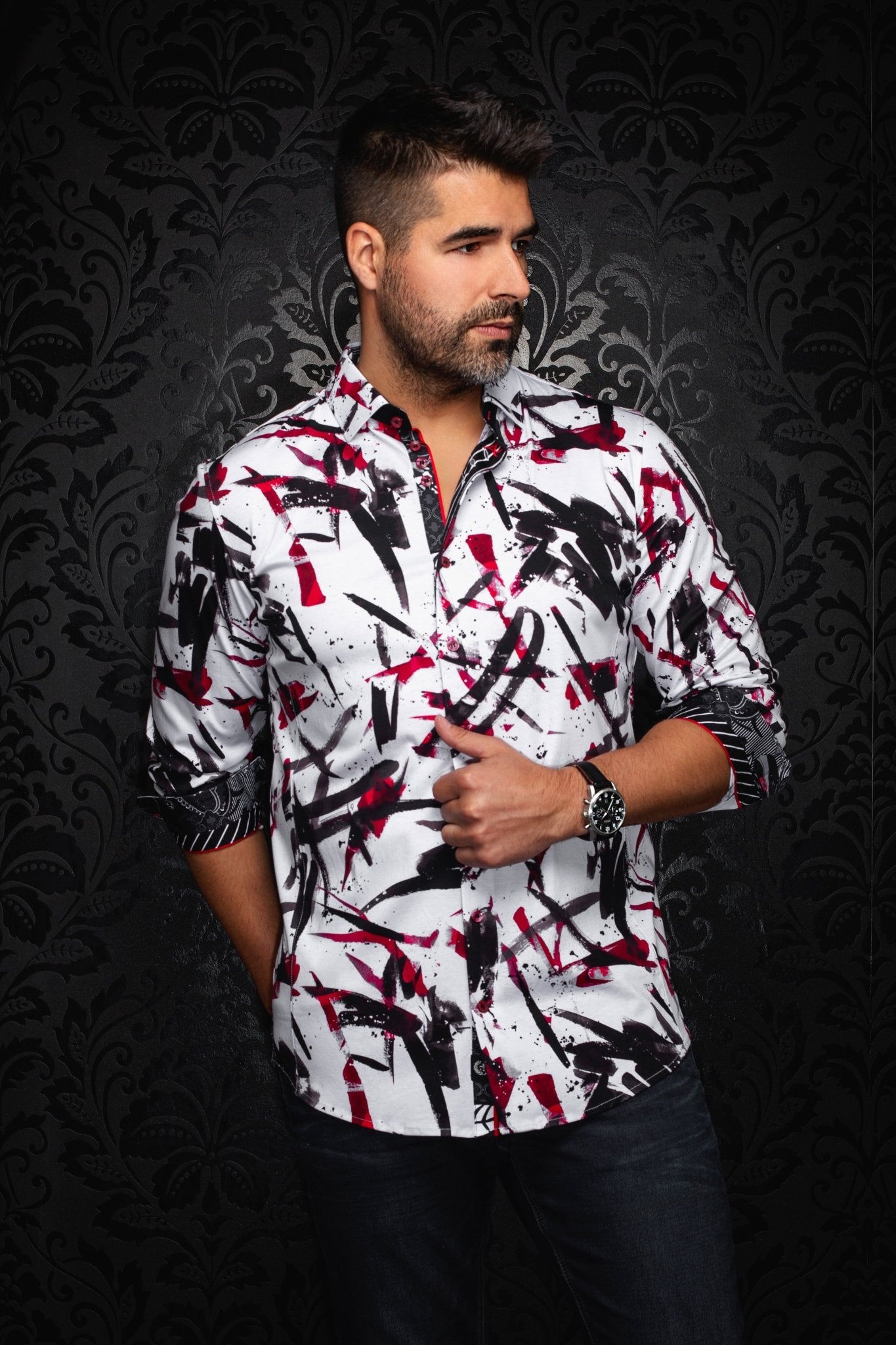 CHEMISE | ZANDER, White Red - AU NOIR