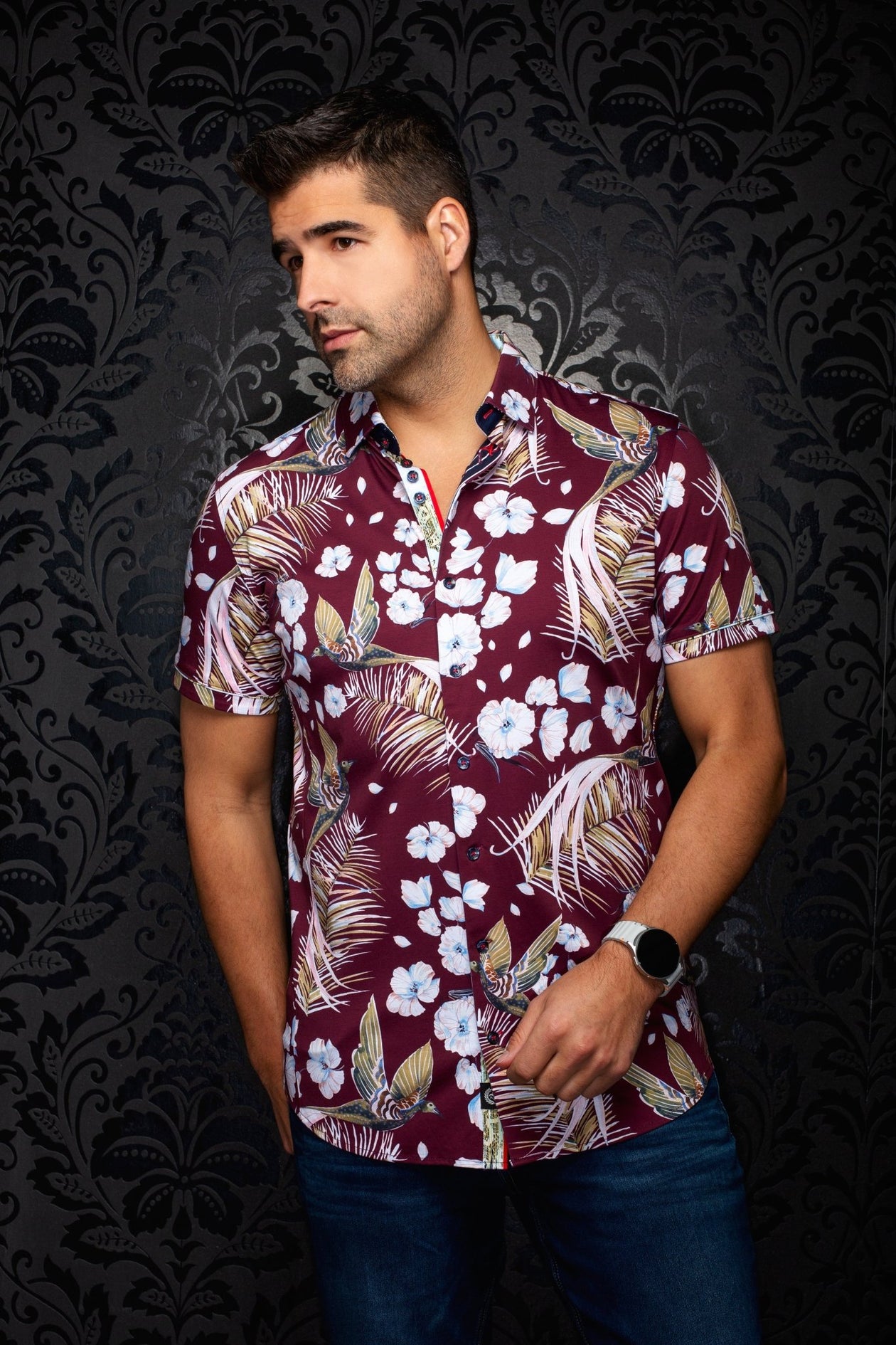 Men's Short-sleeved dress shirt | Short-sleeved dress shirt 8 / 4XL / 0X / Burgundy Men's Short-sleeved dress shirt | Short-sleeved dress shirt 8 / 4XL / 0X / Burgundy