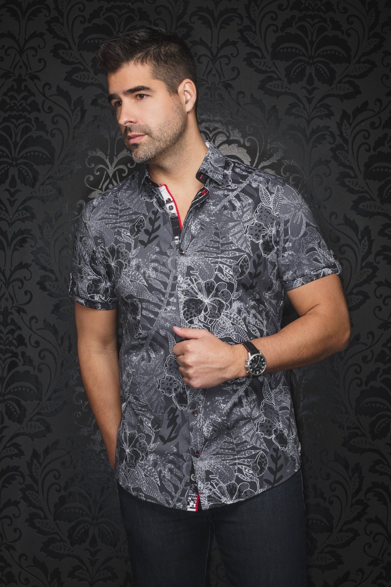 Men's short sleeves dress shirt Shirt - AU NOIR