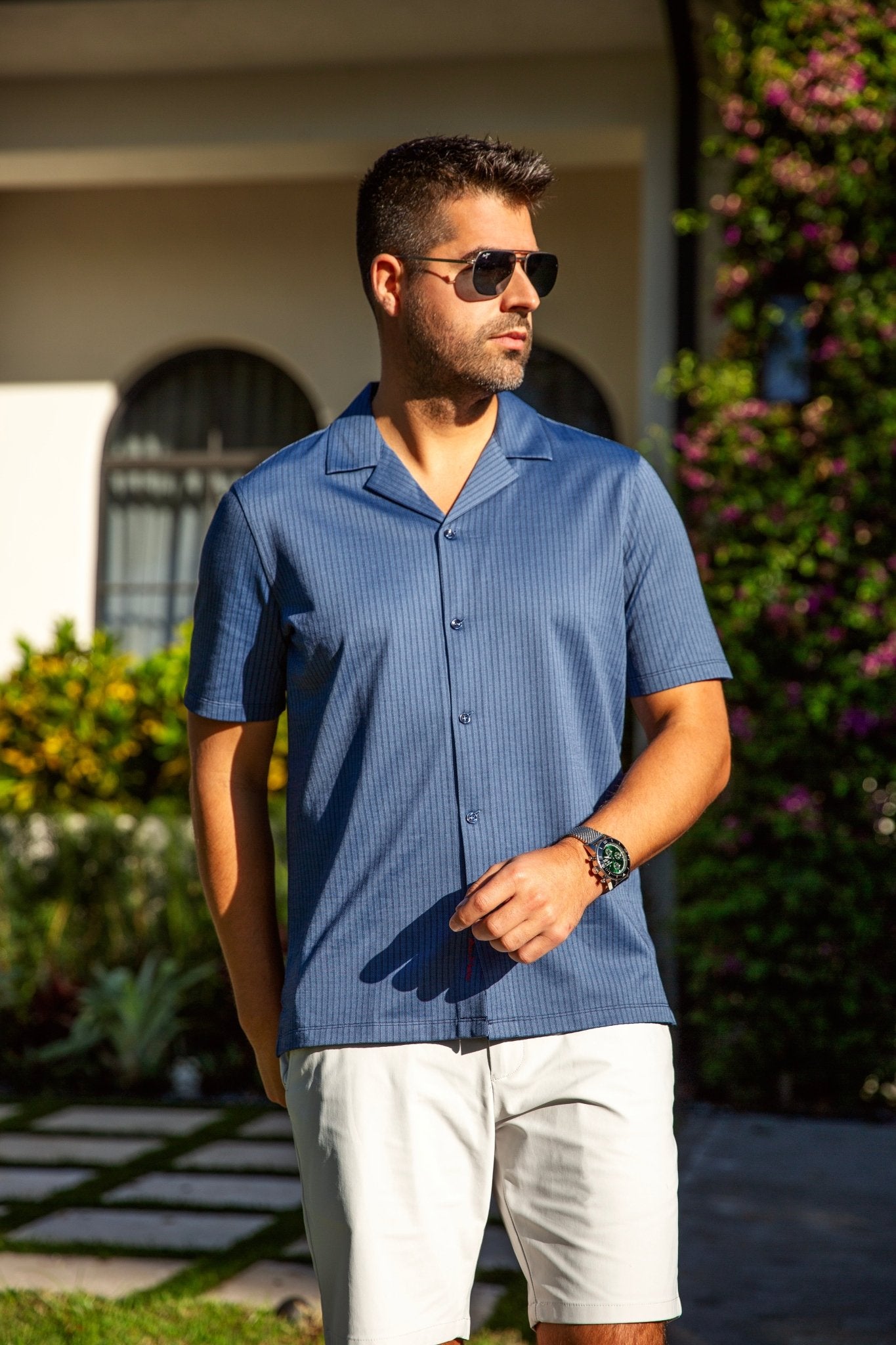 Manches Courtes Flat Collar | DRYSCAPE, Navy - AU NOIR