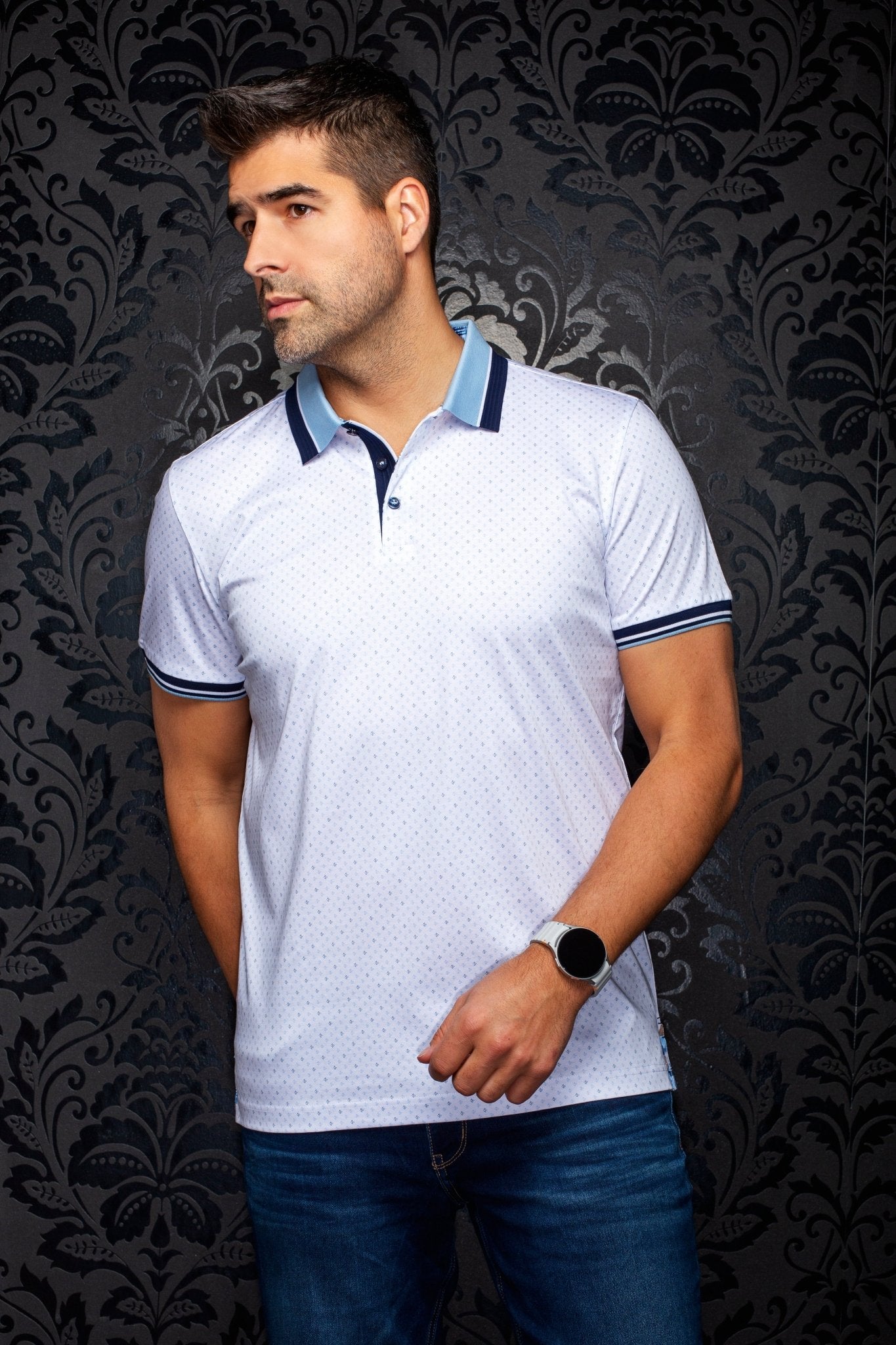 POLO | DARREN, White Blue - AU NOIR