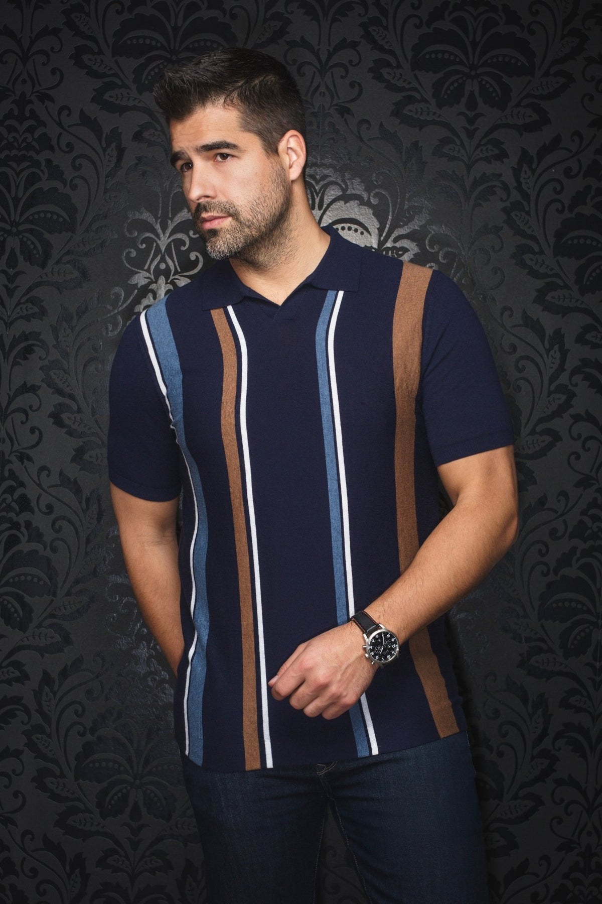 MERINO WOOL POLO SHIRT | AVERY, Navy - AU NOIR