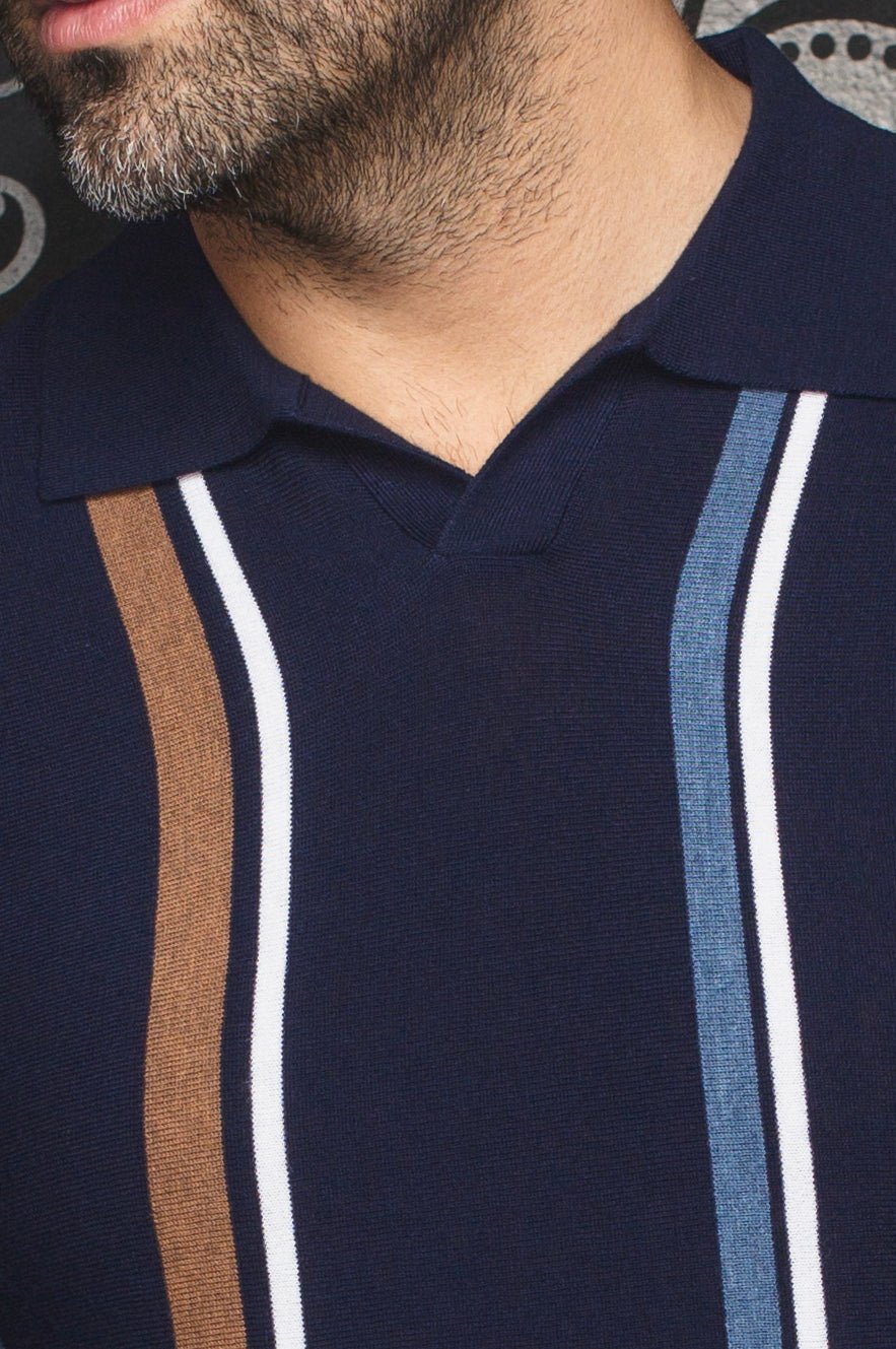 MERINO WOOL POLO SHIRT | AVERY, Navy - AU NOIR
