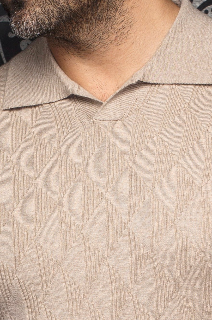 MERINO WOOL POLO SHIRT | LOWICK, Stone - AU NOIR