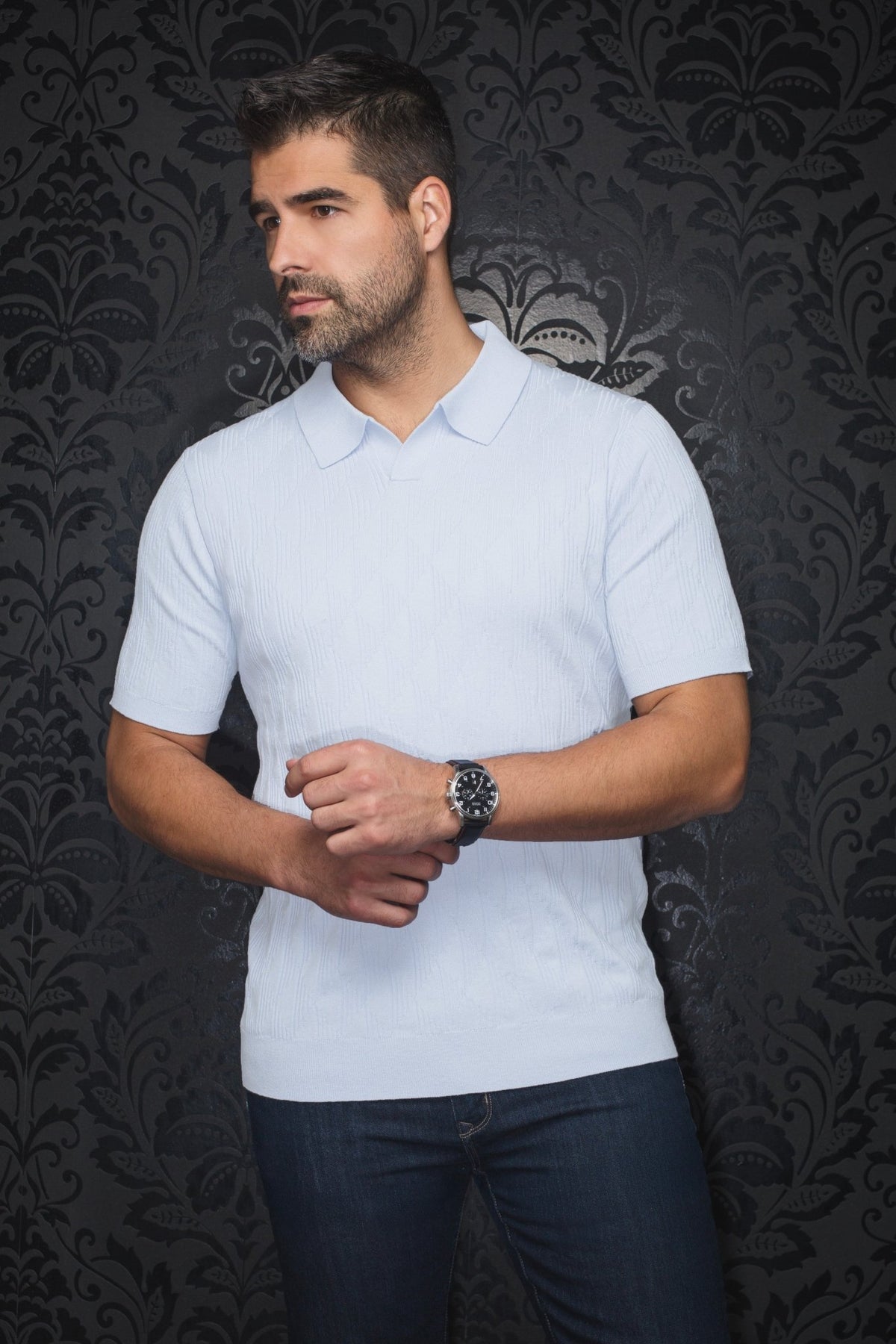 MERINO WOOL POLO SHIRT | LOWICK, White - AU NOIR