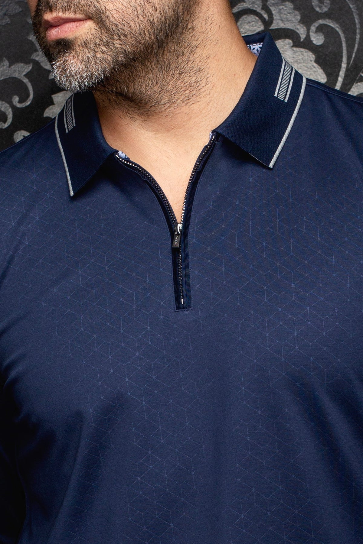 POLO MANCHES LONGUES | AVENOR, Navy - AU NOIR