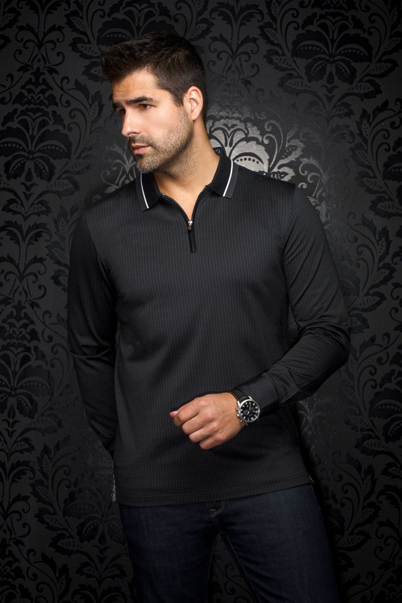 POLO MANCHES LONGUES | FEDERICO, Black - AU NOIR