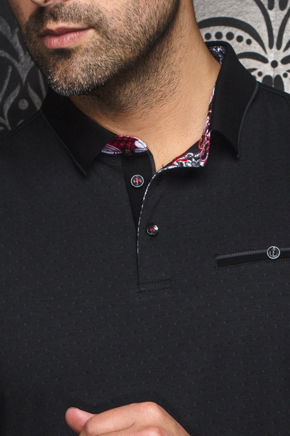 POLO MANCHES LONGUES | VERNER, Black Grey - AU NOIR