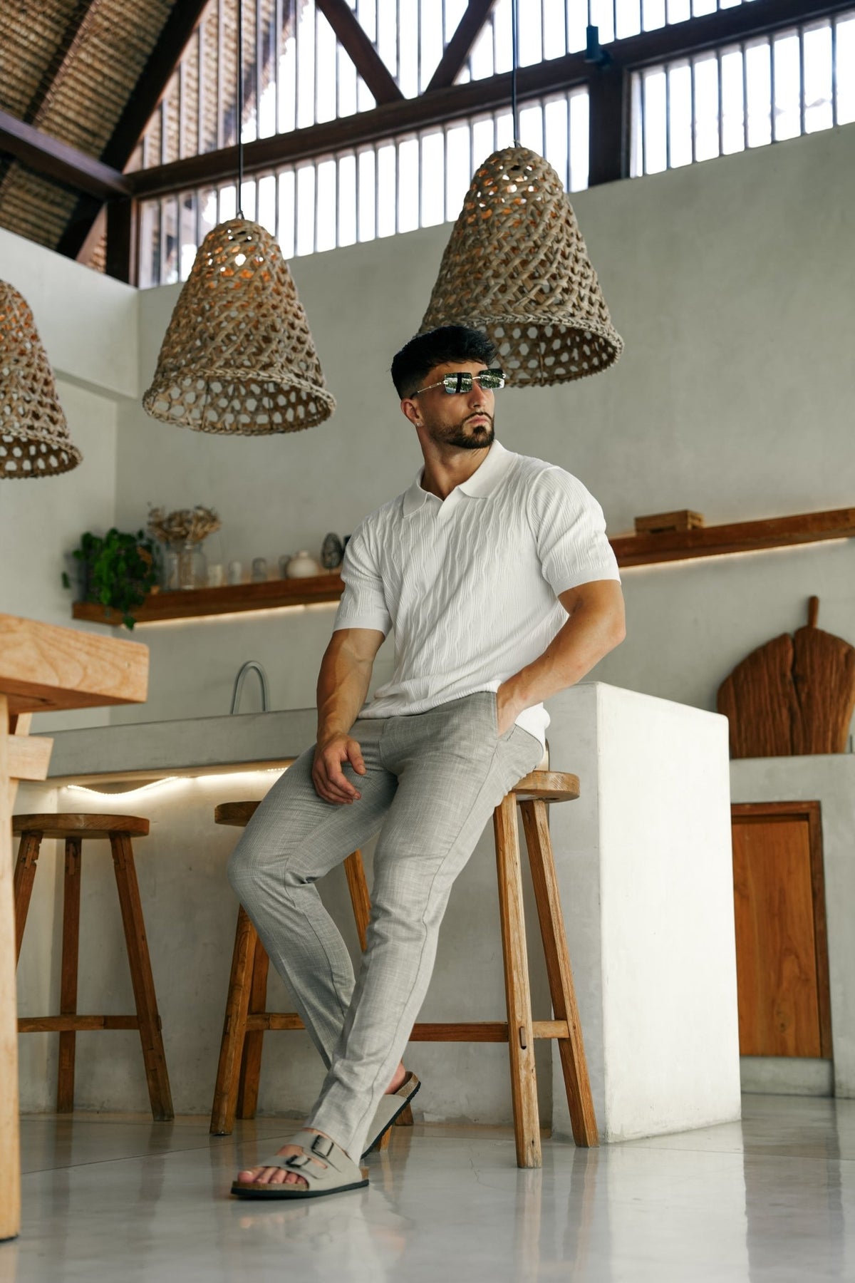KNITTED POLO SHIRT | LOWICK, White - AU NOIR