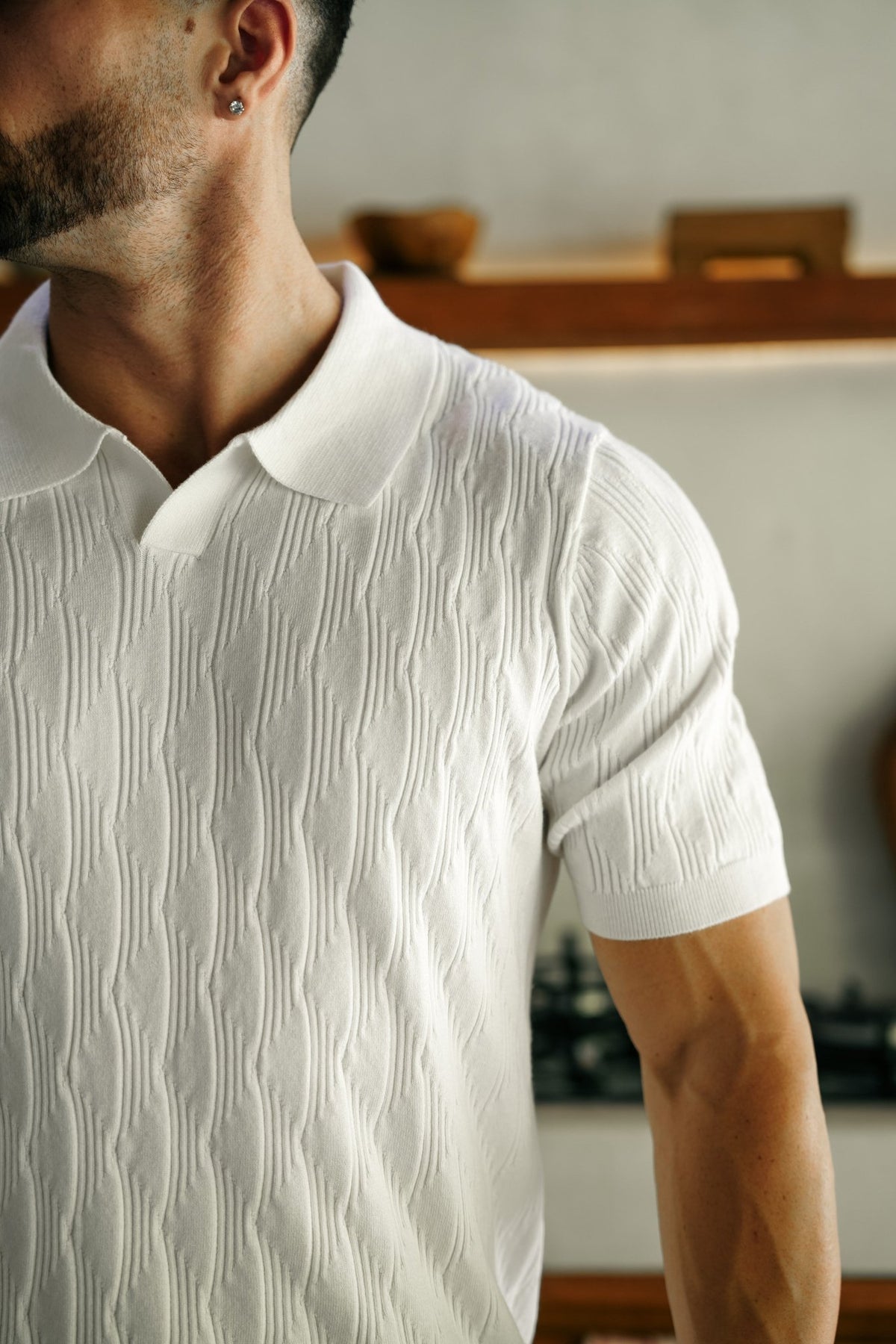 KNITTED POLO SHIRT | LOWICK, White - AU NOIR