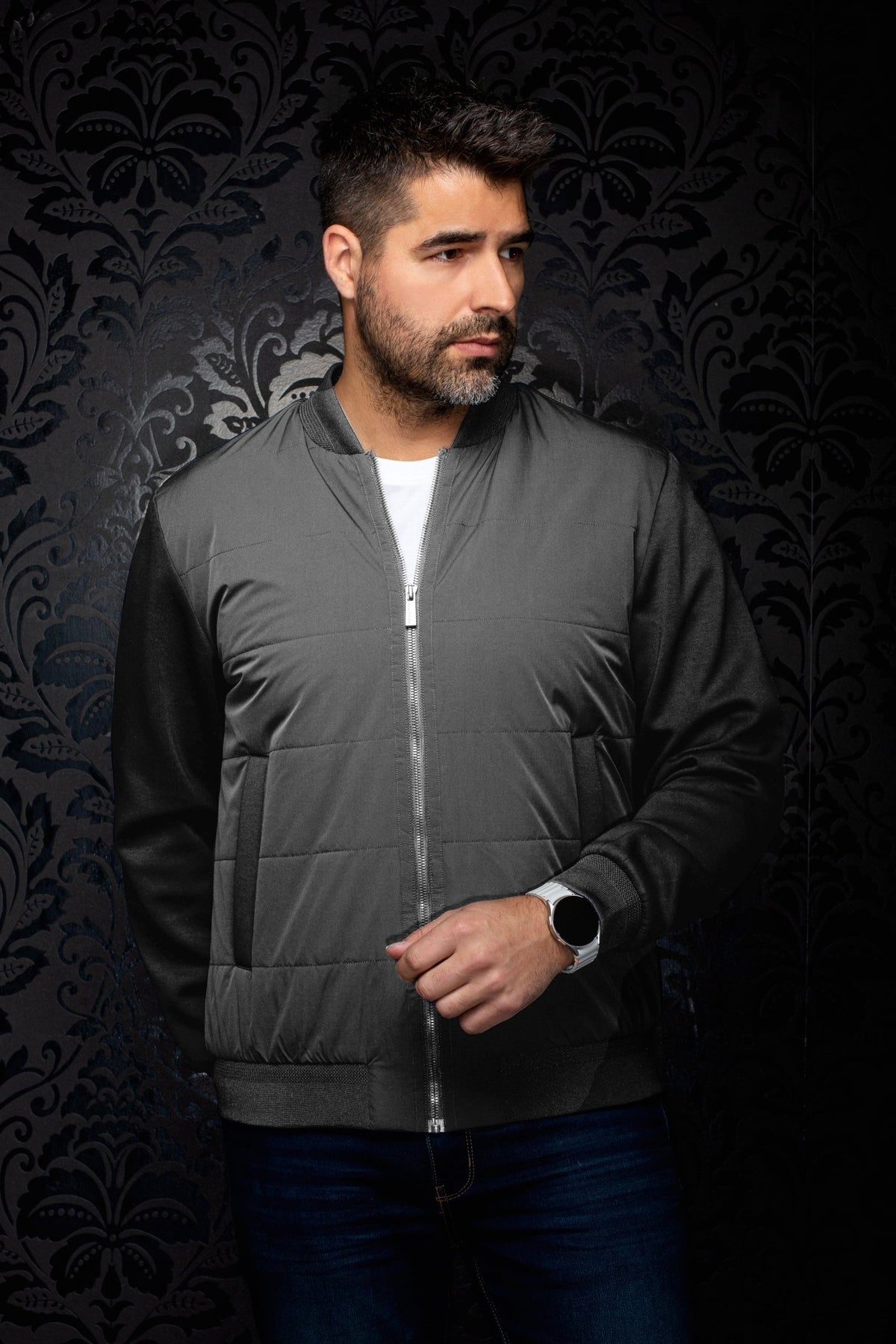 Veste Bomber | LAMBERT, Charcoal - AU NOIR