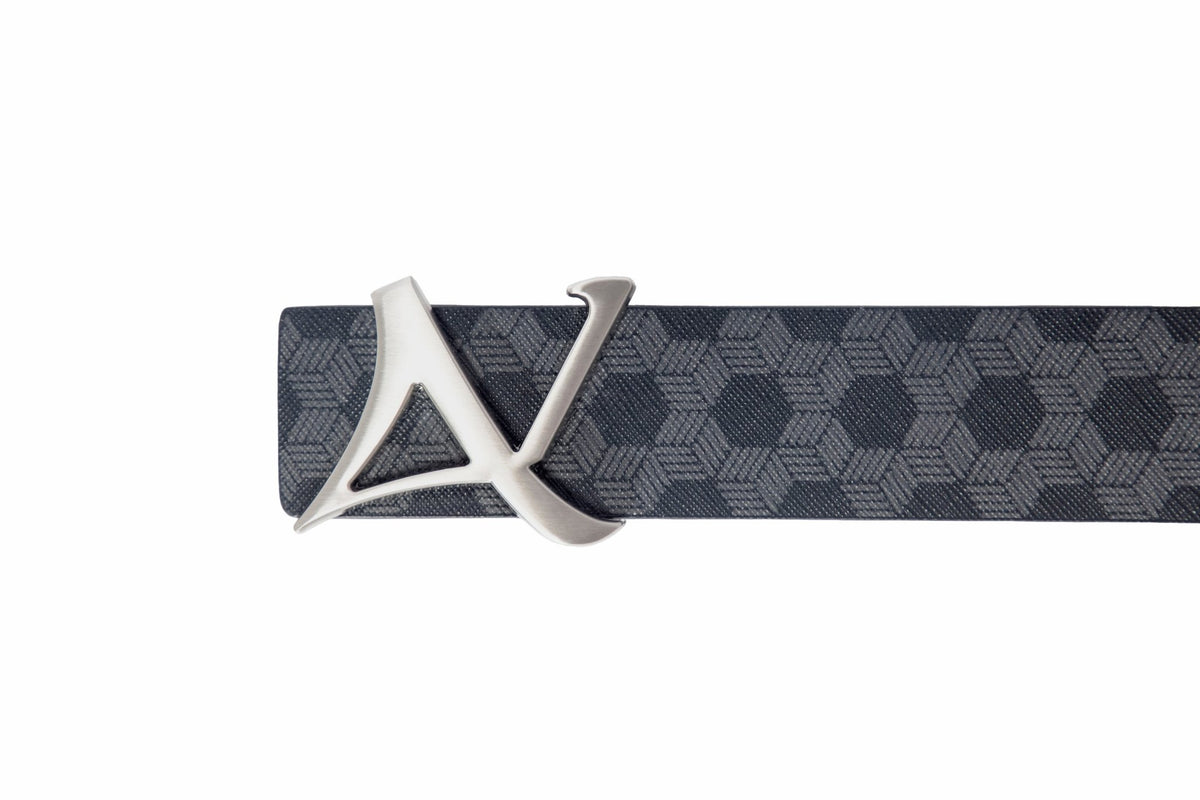 BELT | SHELBY BRUSHED NICKEL, navy - AU NOIR