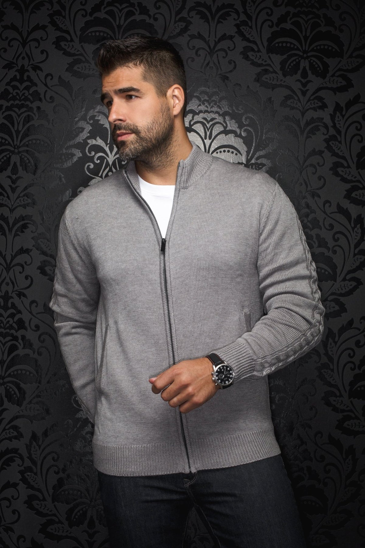 JERSEY DE LANA MERINO | ESTEBAN, gris medio - AU NOIR