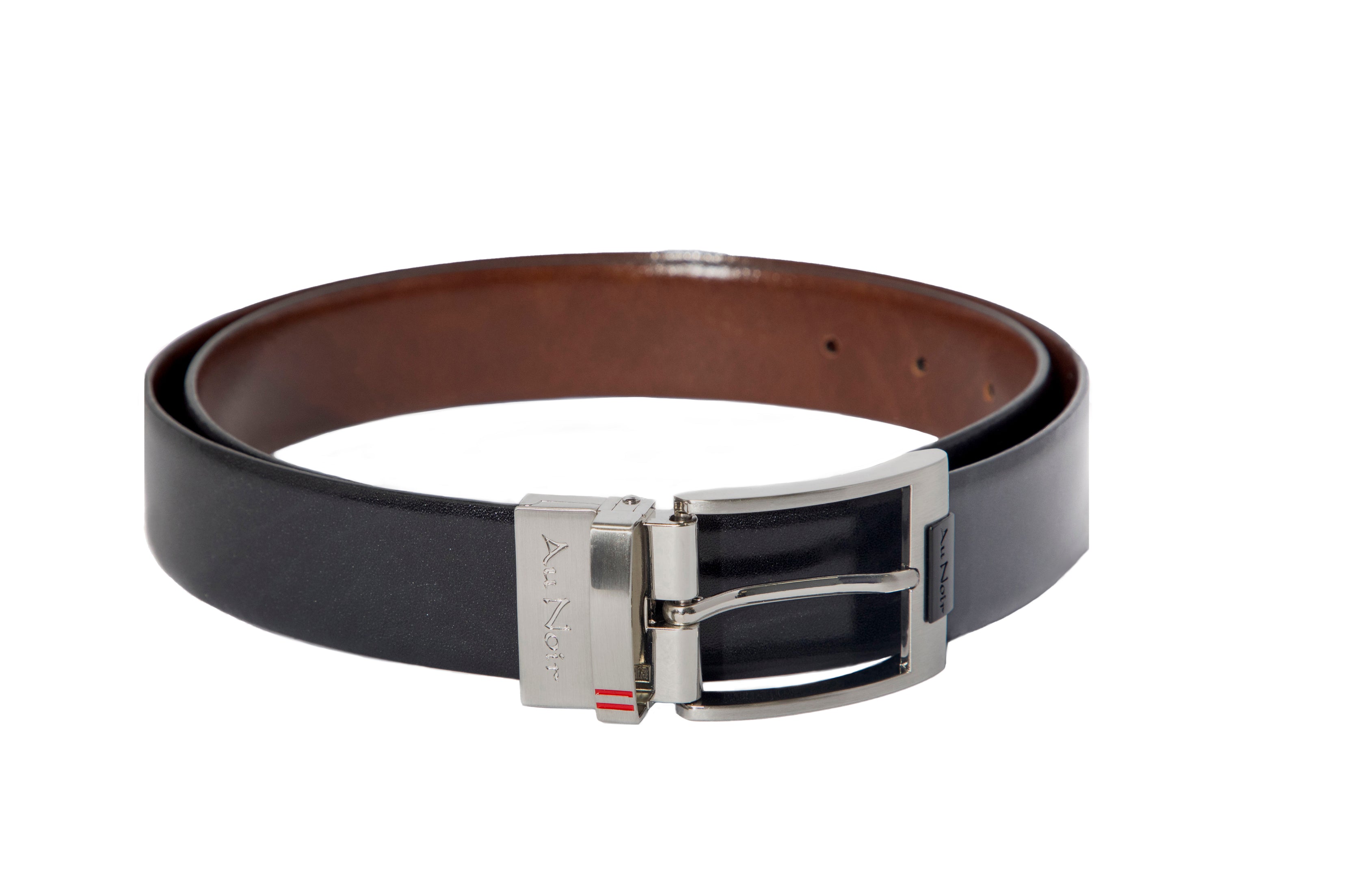 REVERSIBLE BELT | DESOTO BRUSHED NICKLE, black-brown