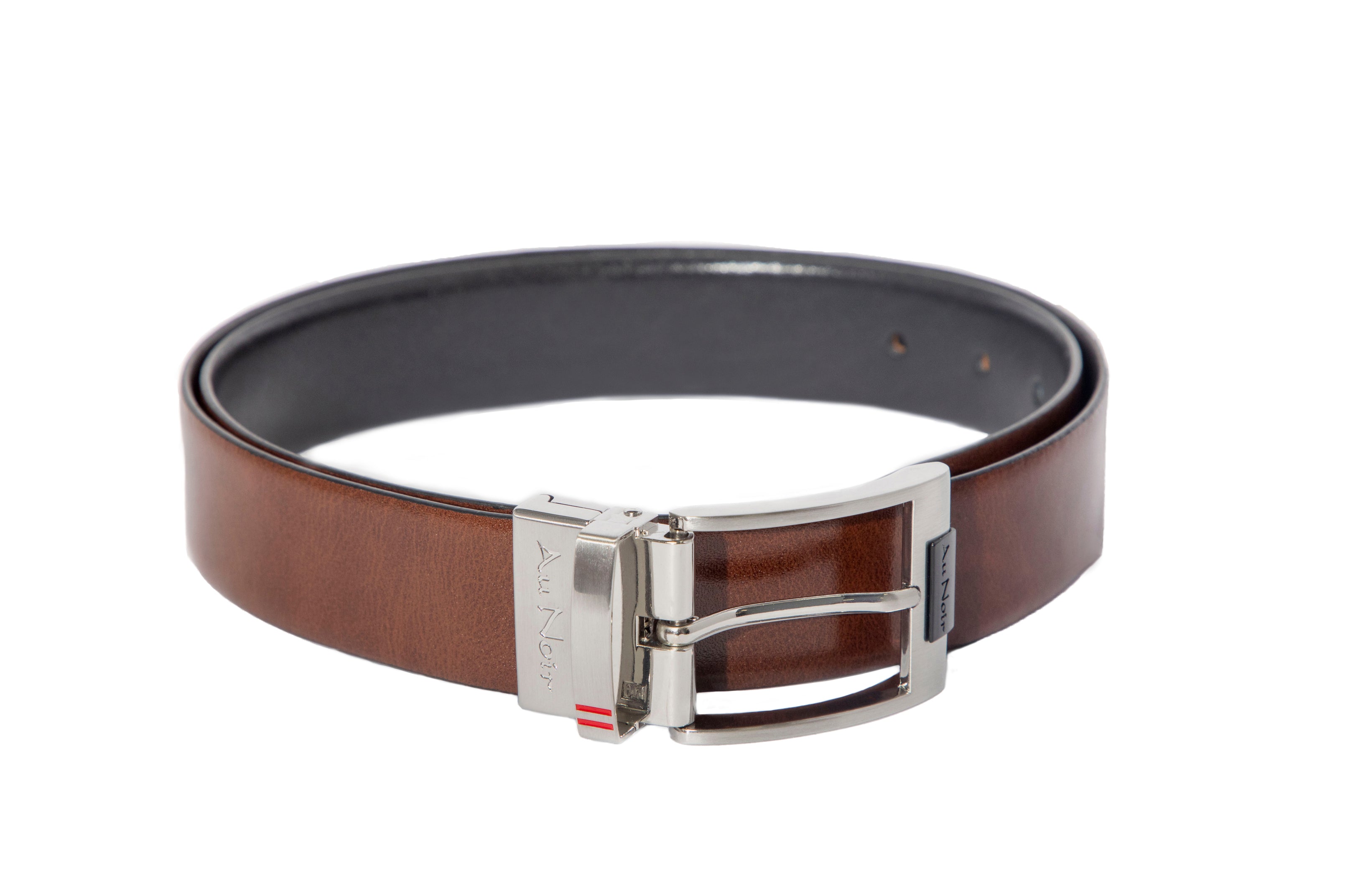 REVERSIBLE BELT | DESOTO BRUSHED NICKLE, black-brown