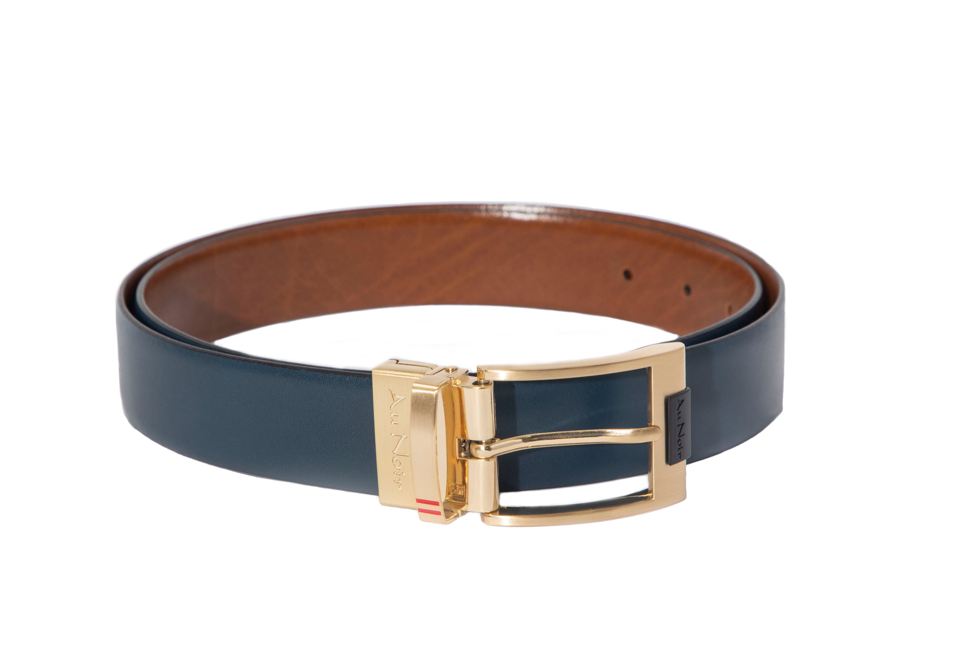 REVERSIBLE BELT | DESOTO GOLD, tan-navy