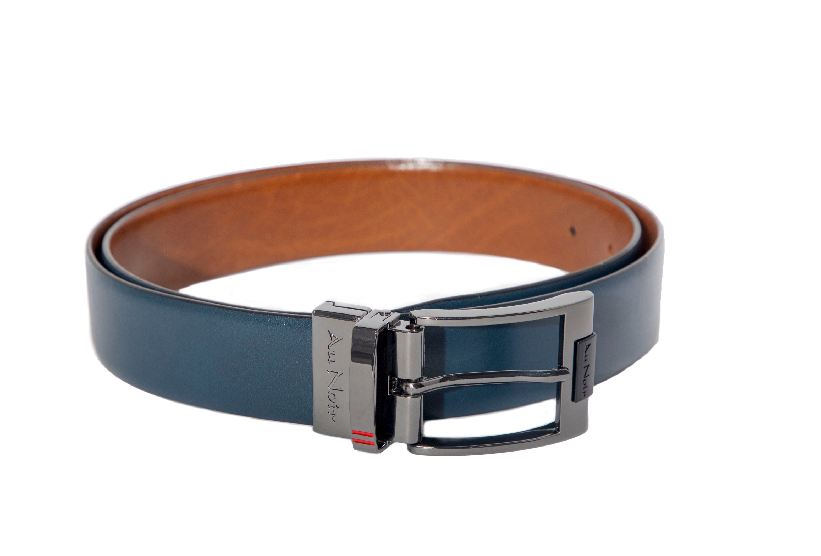 REVERSIBLE BELT | DESOTO GUNMETAL, tan-navy