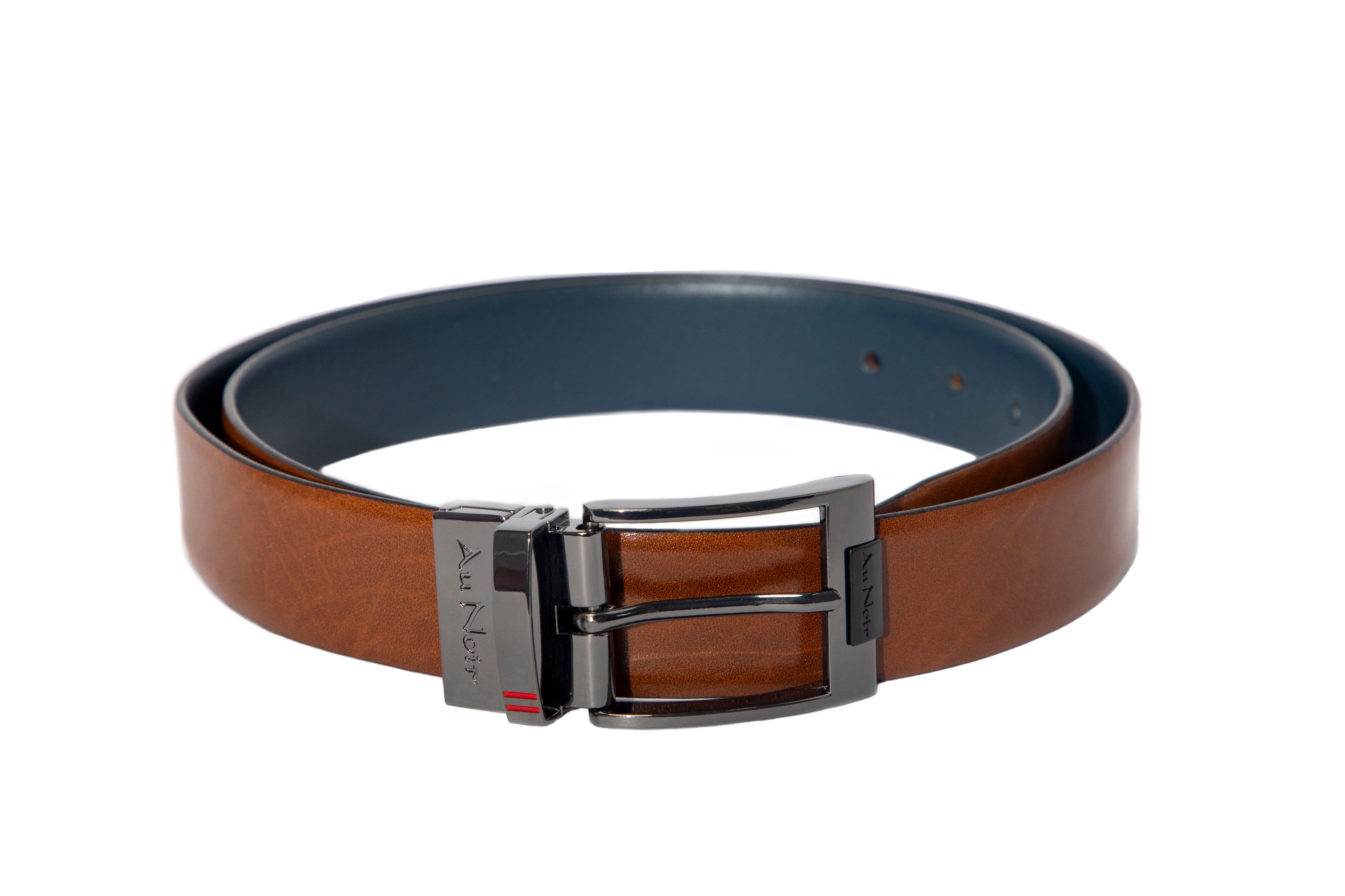 REVERSIBLE BELT | DESOTO GUNMETAL, tan-navy