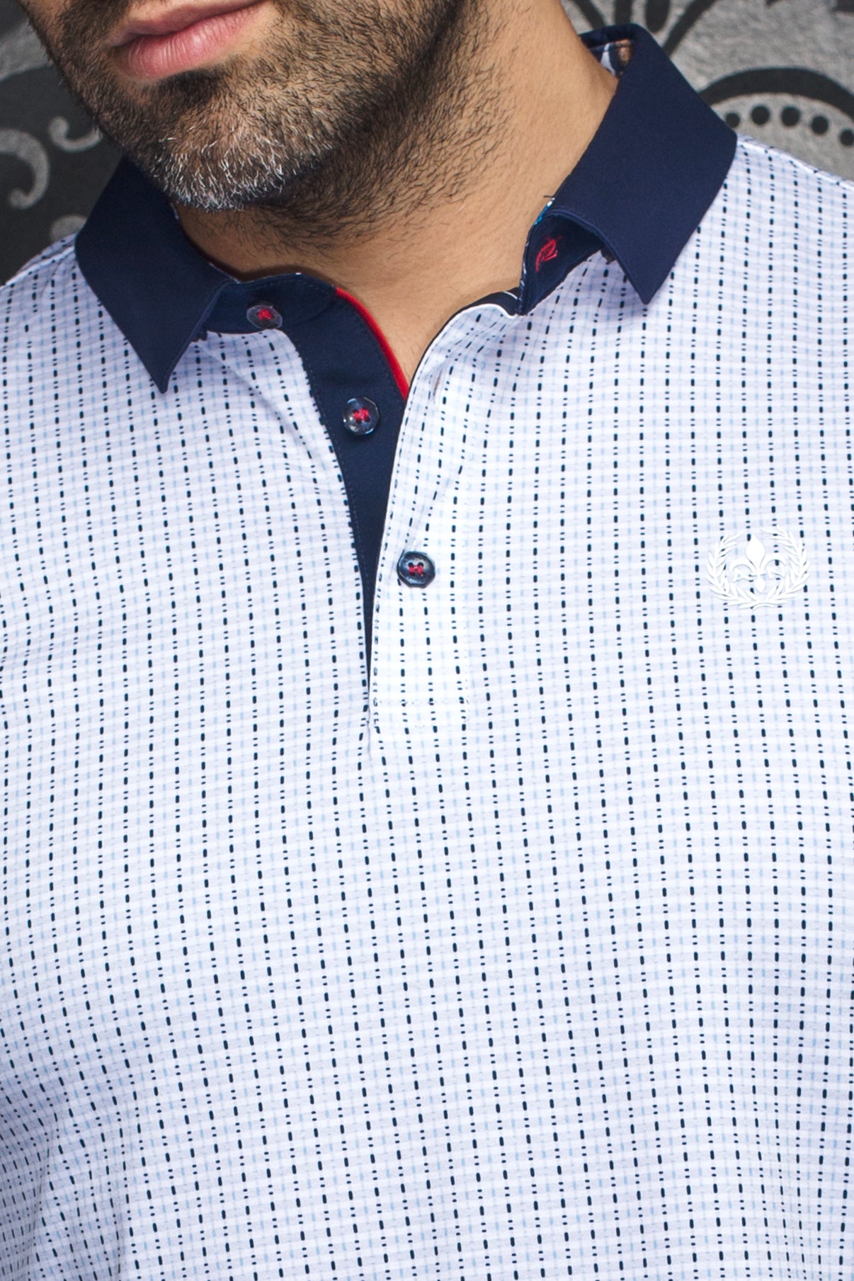 LONG-SLEEVE POLO | PATRONN, White Navy