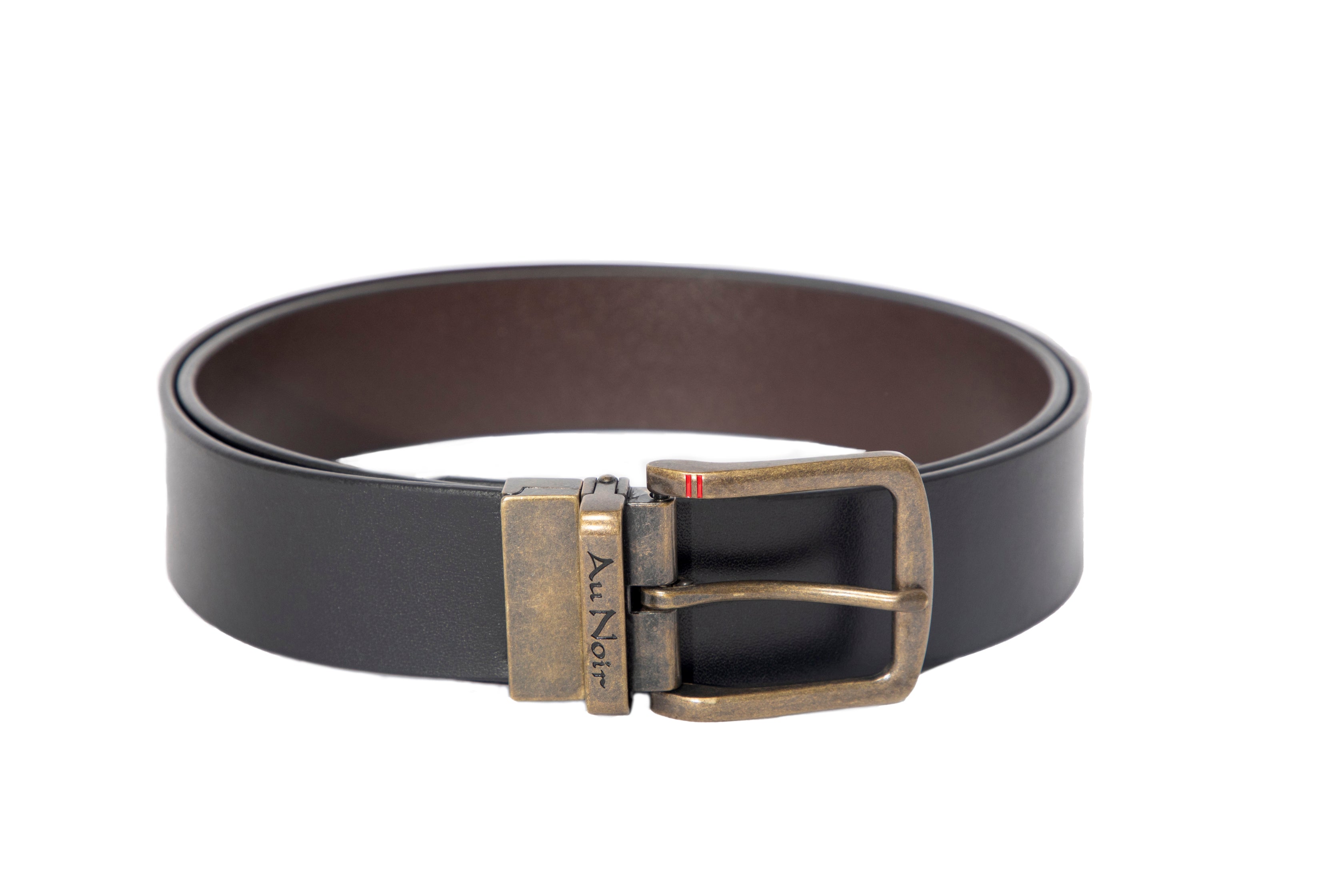 REVERSIBLE BELT | STRAUSS BRASS, black-brown