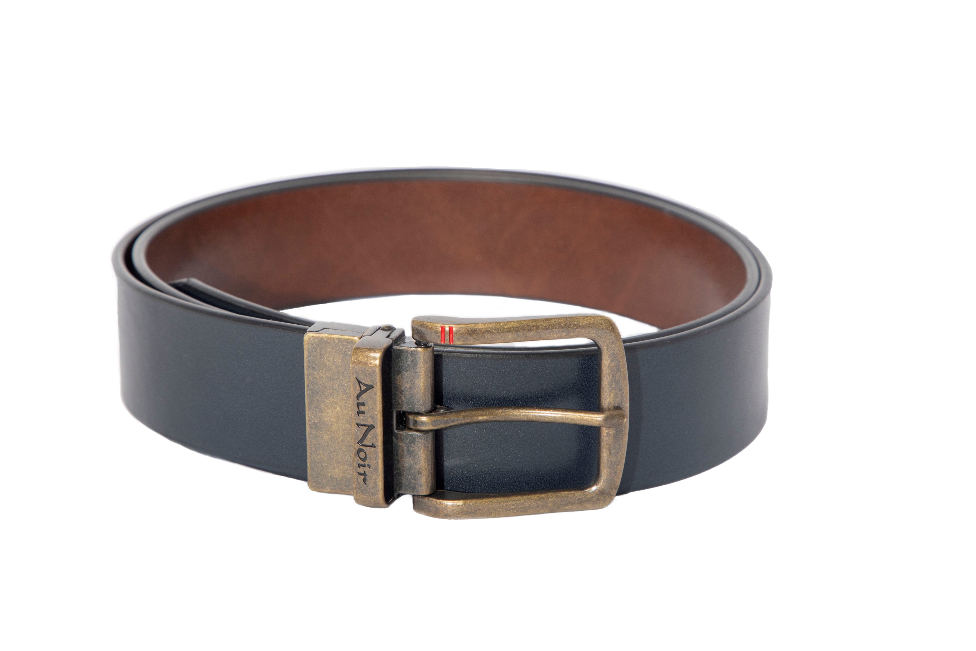 REVERSIBLE BELT | STRAUSS BRASS, tan-navy