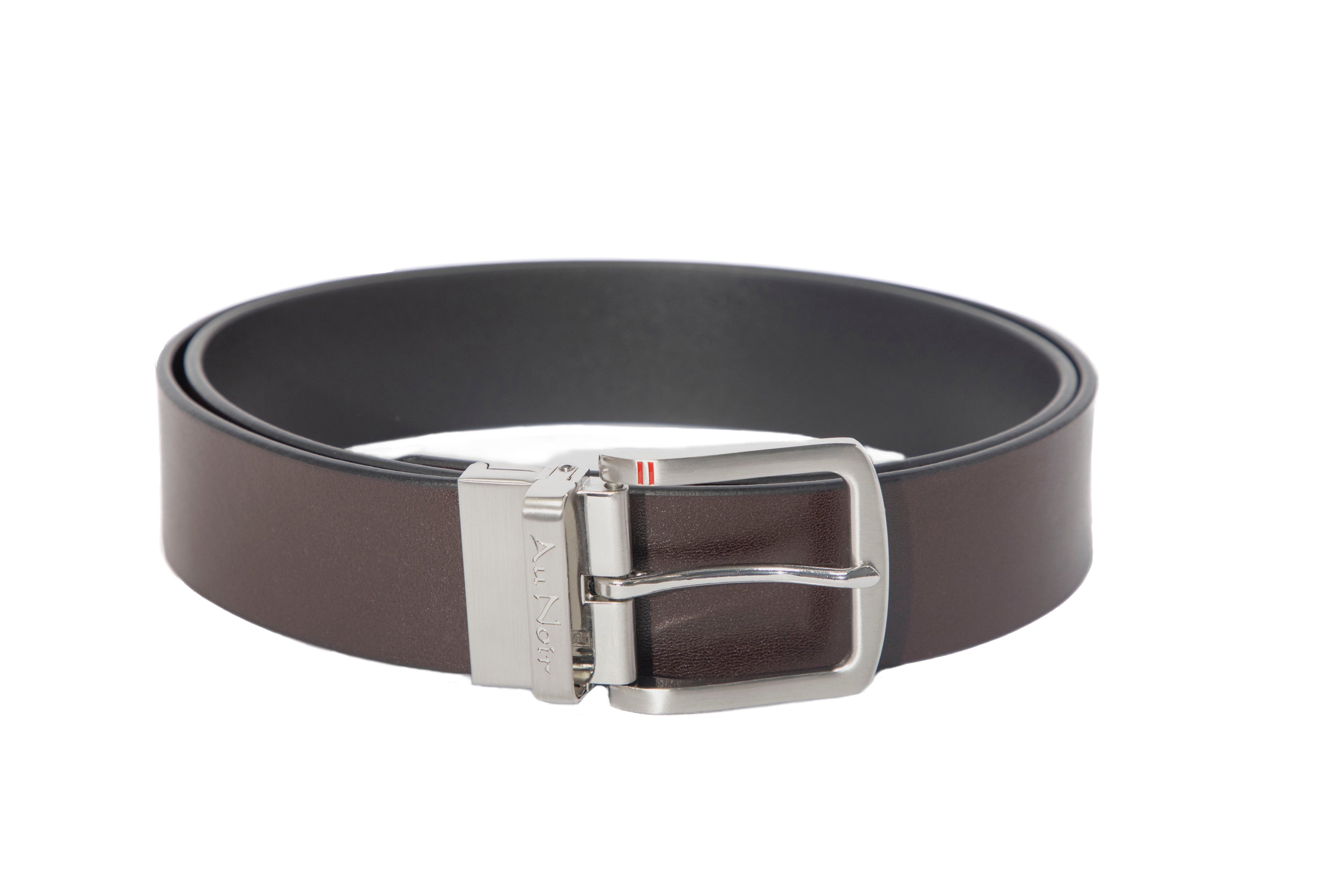 REVERSIBLE BELT | STRAUSS BRUSHED NICKLE, black-brown