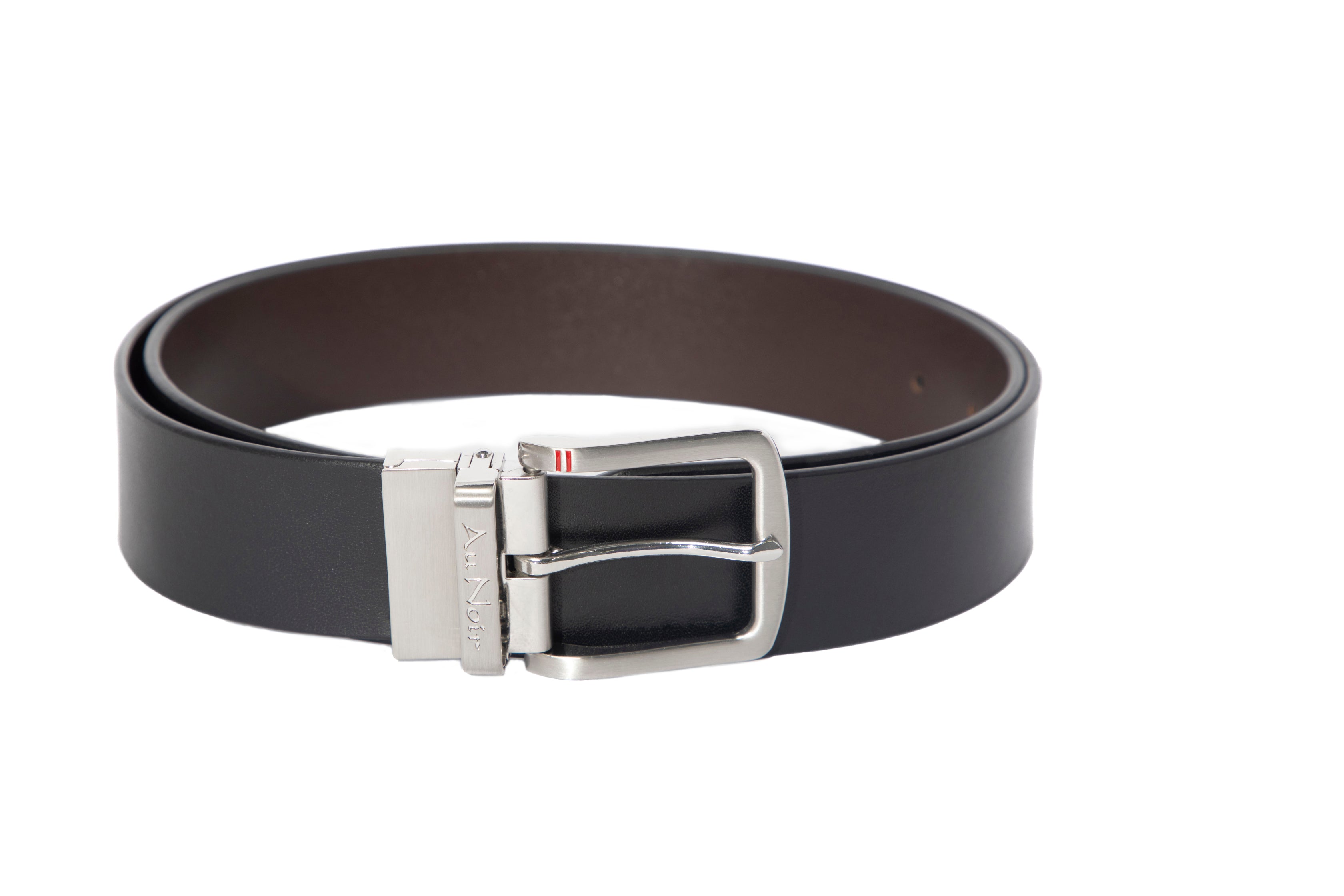 REVERSIBLE BELT | STRAUSS BRUSHED NICKLE, black-brown