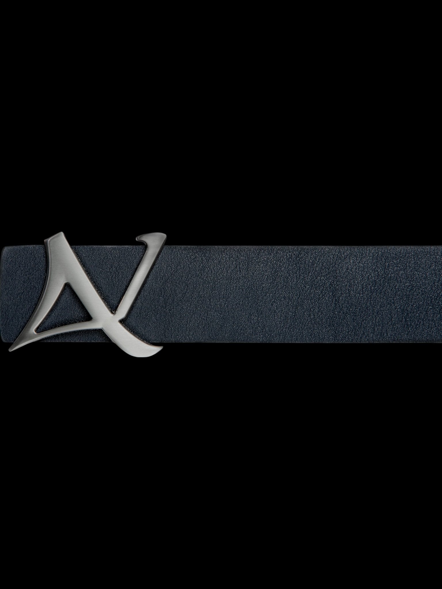 REVERSIBLE BELT | SHELBY BRUSHED NICKLE, navy - AU NOIR