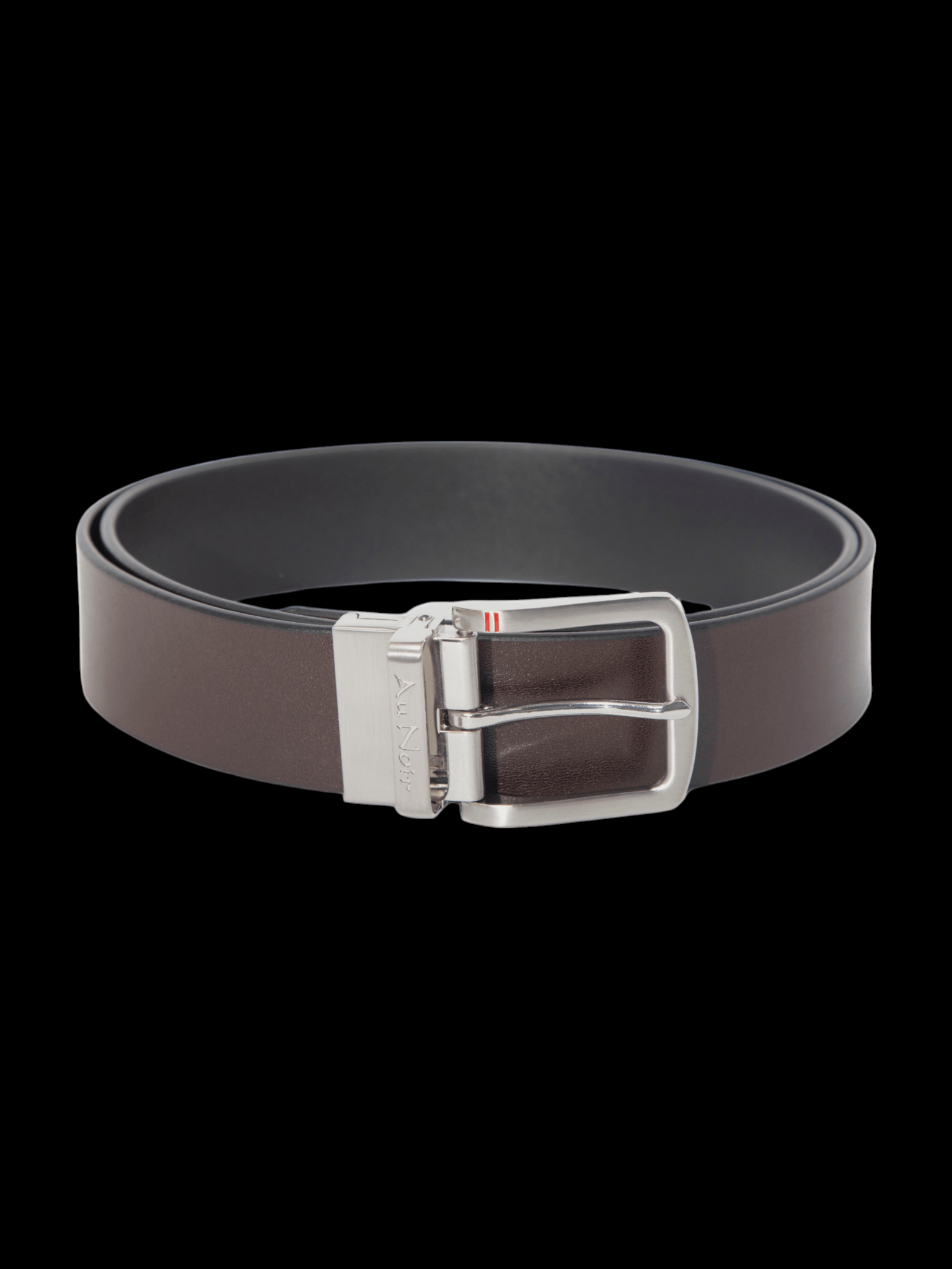 REVERSIBLE BELT | STRAUSS BRUSHED NICKLE, black - brown - AU NOIR