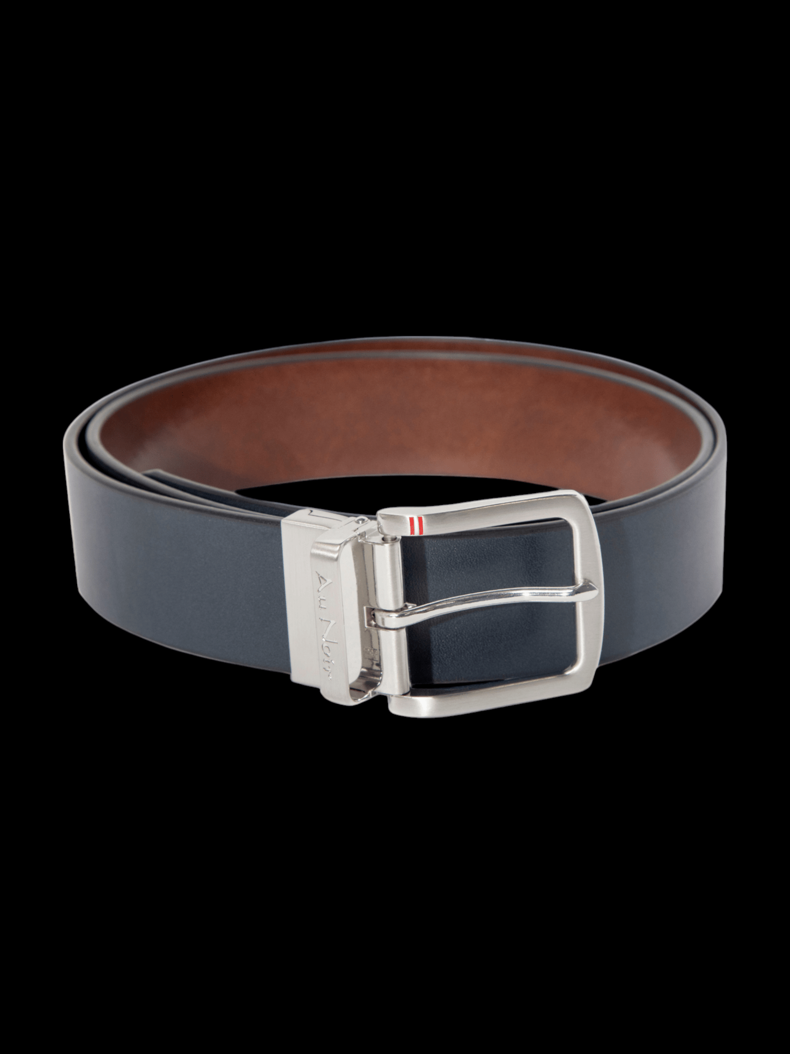 REVERSIBLE BELT STRAUSS BRUSHED NICKLE, tan - navy - AU NOIR