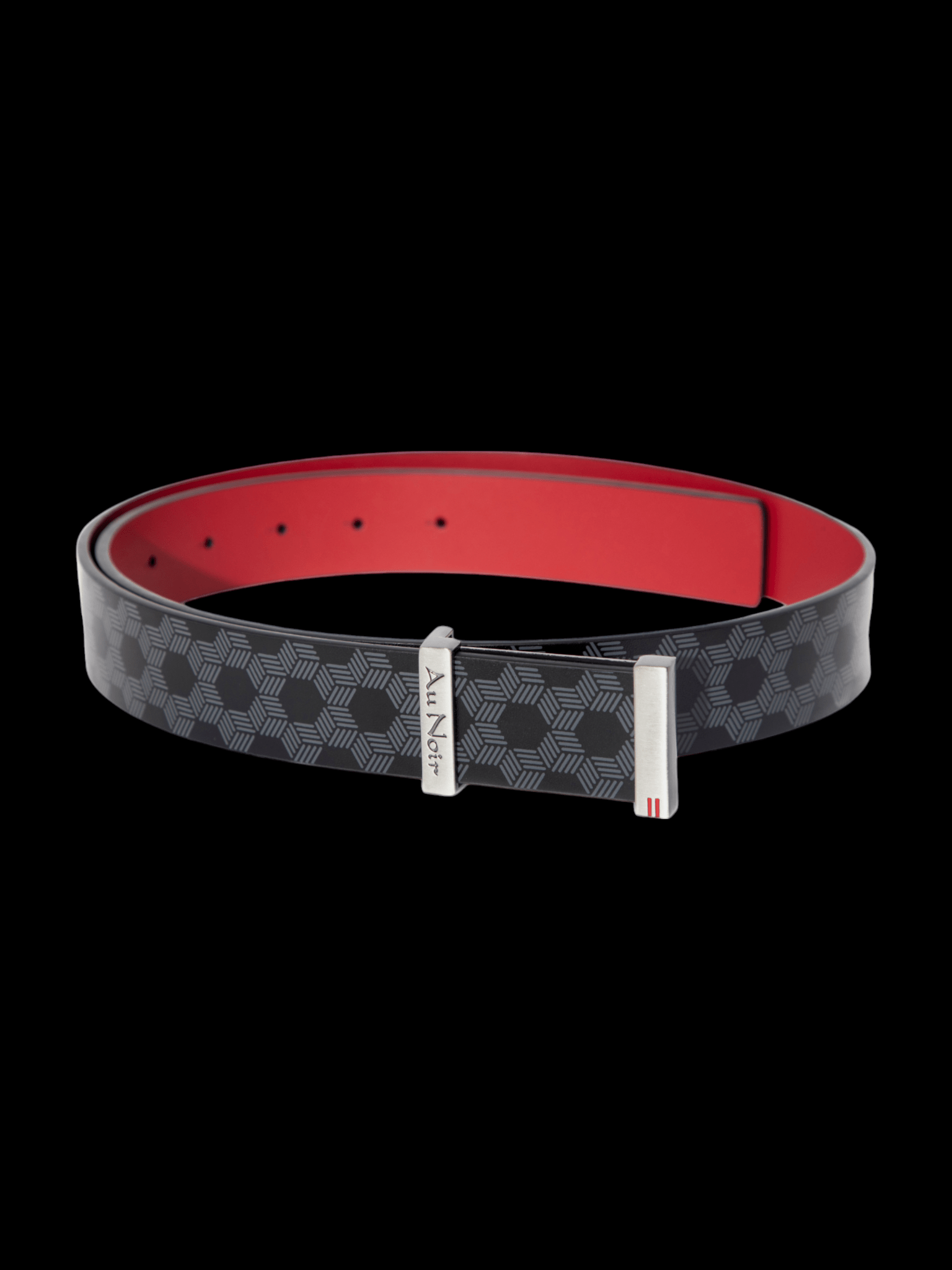 TARGA BRUSHED GUNMETAL BELT, black - AU NOIR