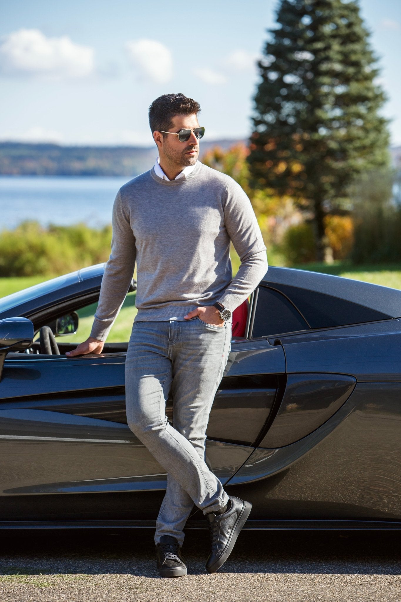 MERINOS WOOL CHANDAIL | MARINI, med grey - AU NOIR