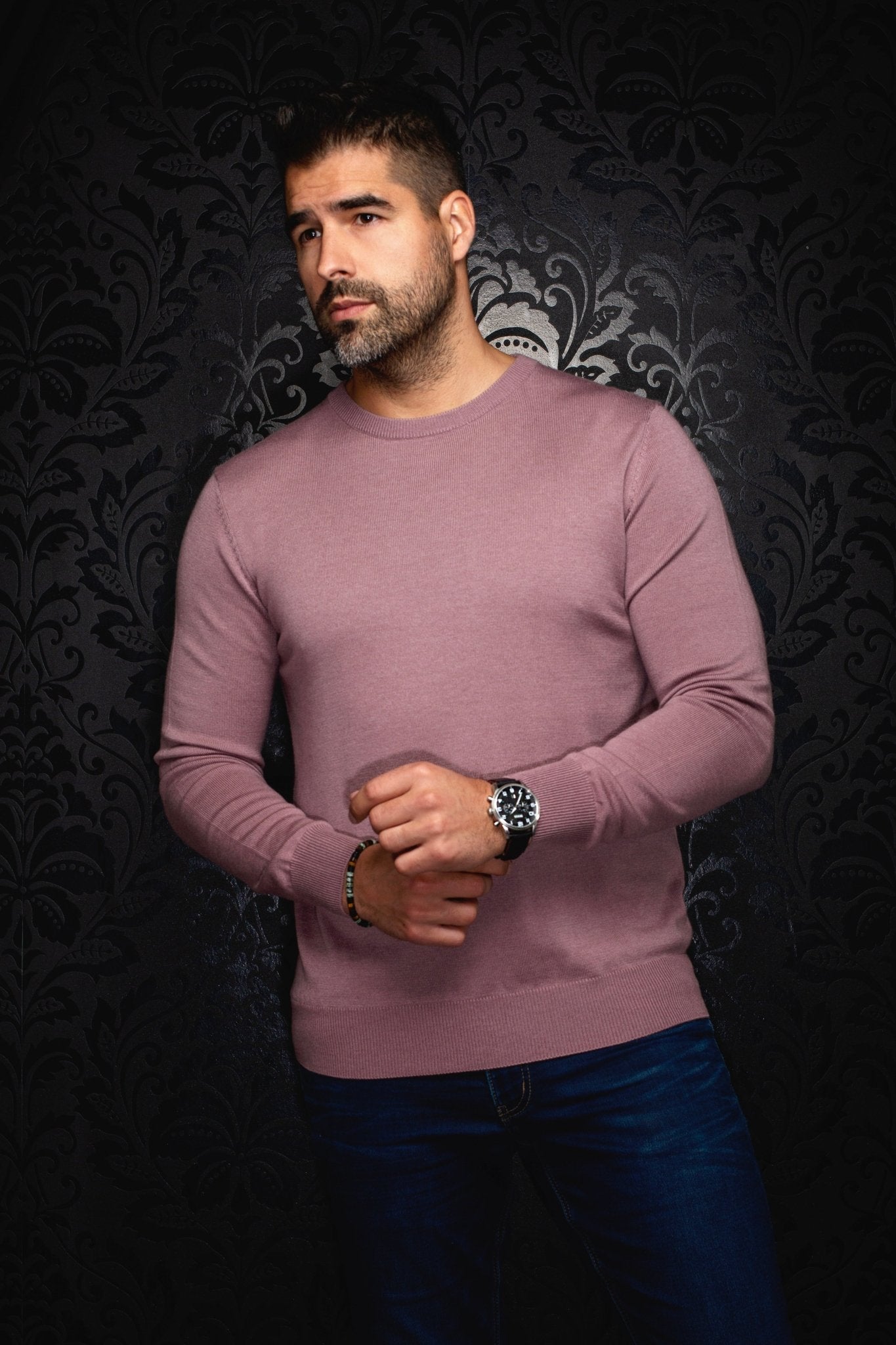 MERINO WOOL SWEATER | MARINI, ROSEWOOD - AU NOIR