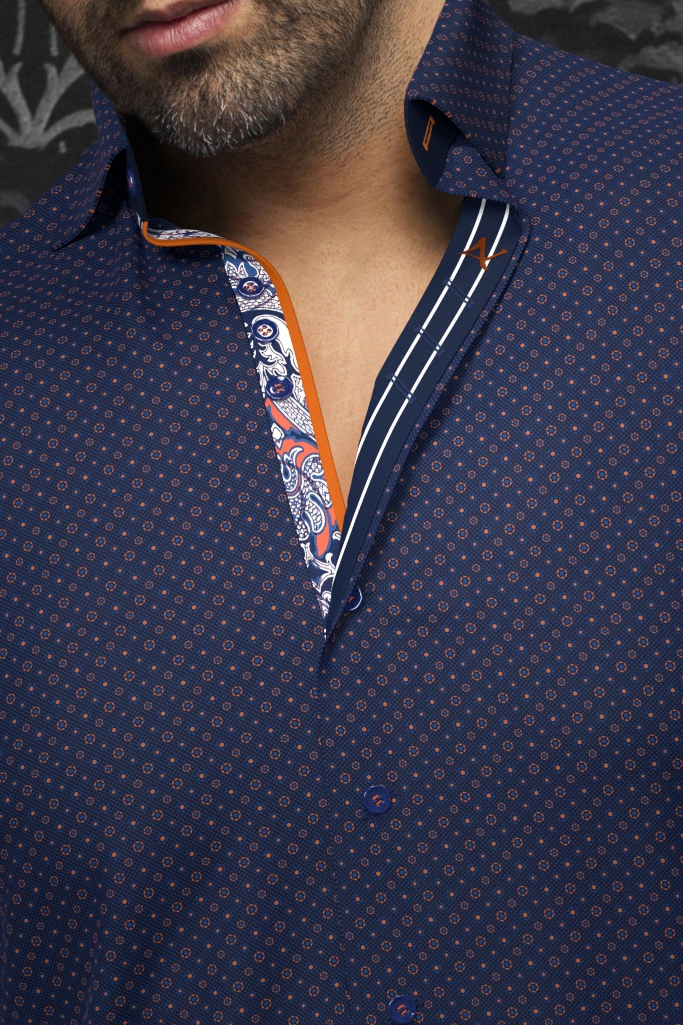 shirt | CARELLI, Navy Orange - AU NOIR